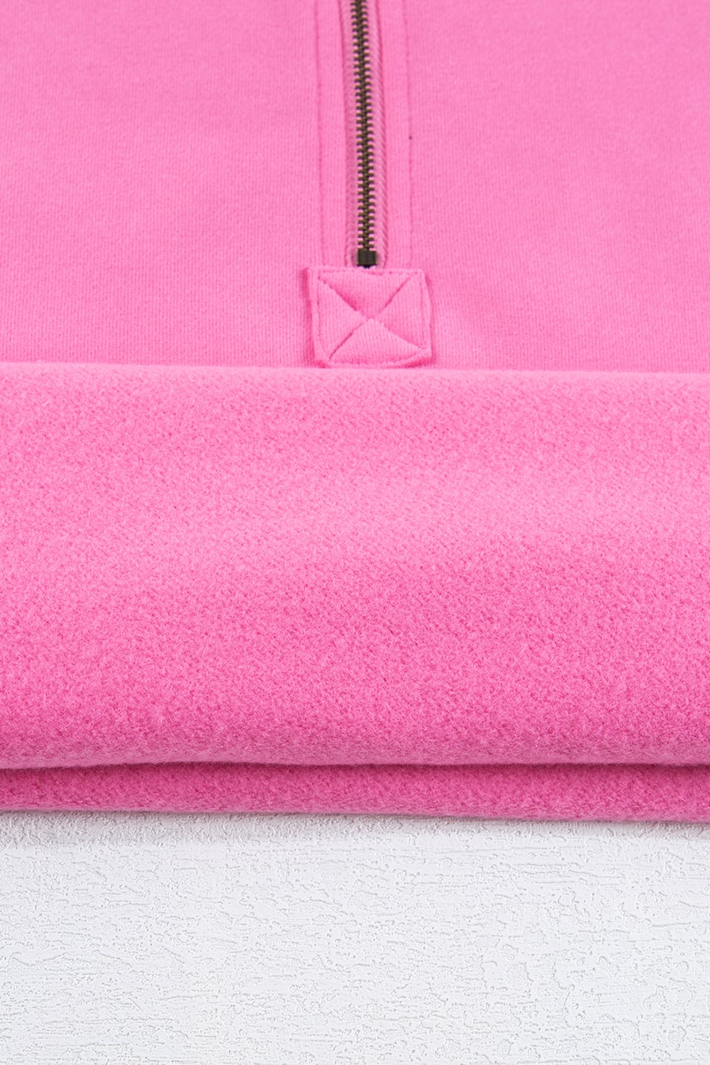 Bonbon Fleece Lined Half Zipper Kangaroo Pockets Loose Hoodie
