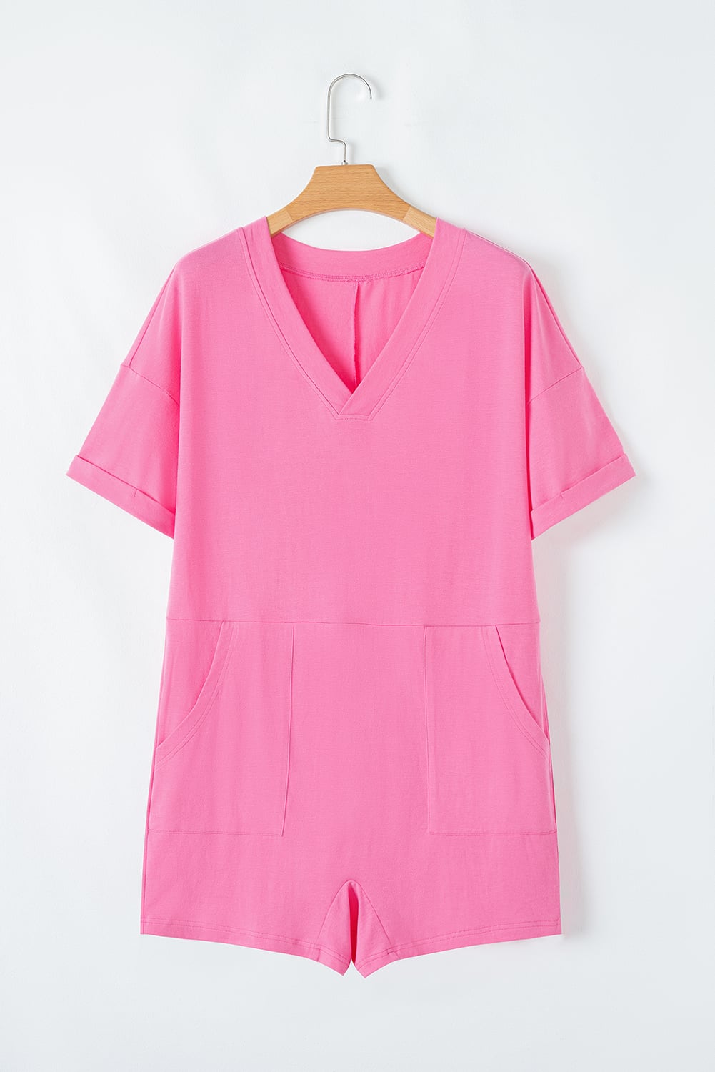 Bonbon Loose Half Sleeve V Neck Knit Romper
