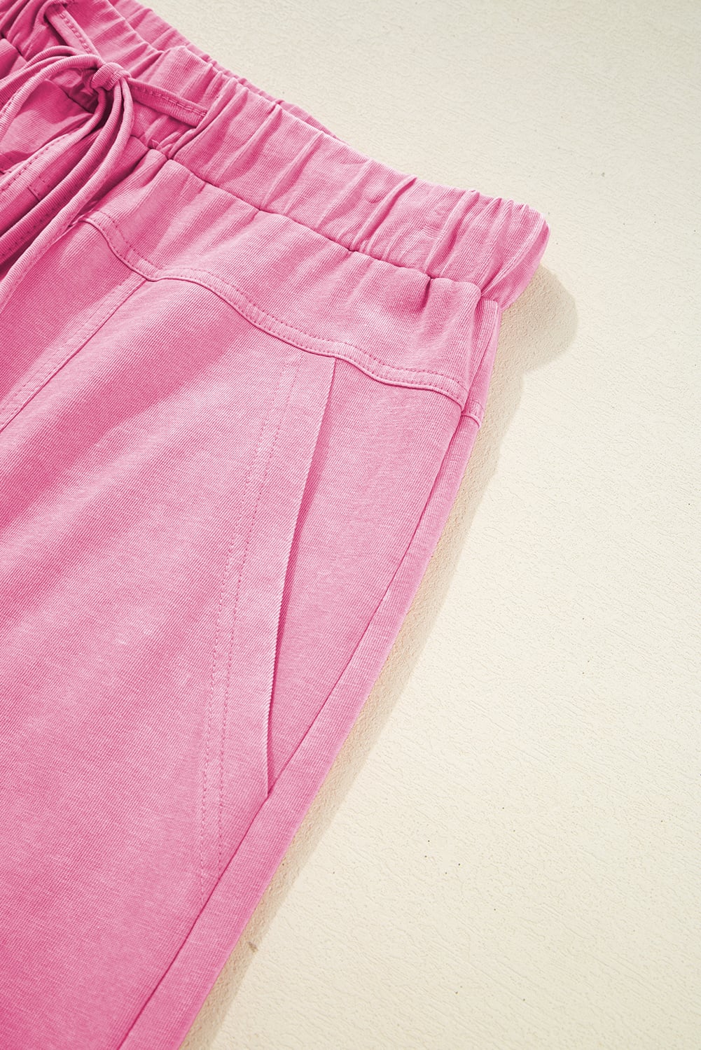 Bonbon Mineral Wash Exposed Seam Drawstring Elastic Waistband Wide Leg Cargo Pants
