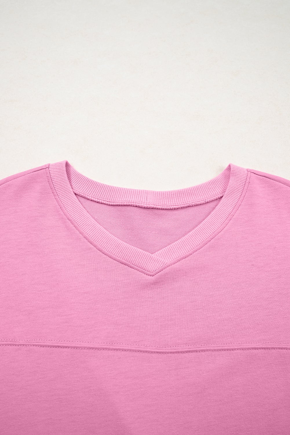 Bonbon Solid Loose V Neck Half Sleeve Tee and Shorts