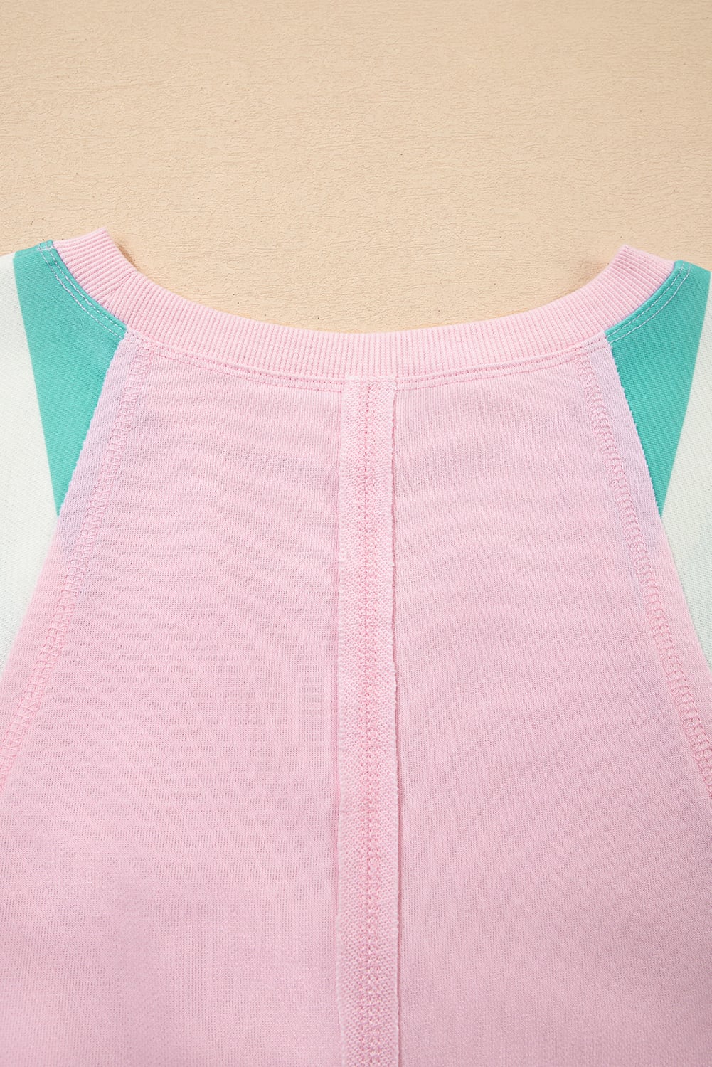 Bonbon Striped Colorblock Patchwork Raglan Pullover Top with Slits