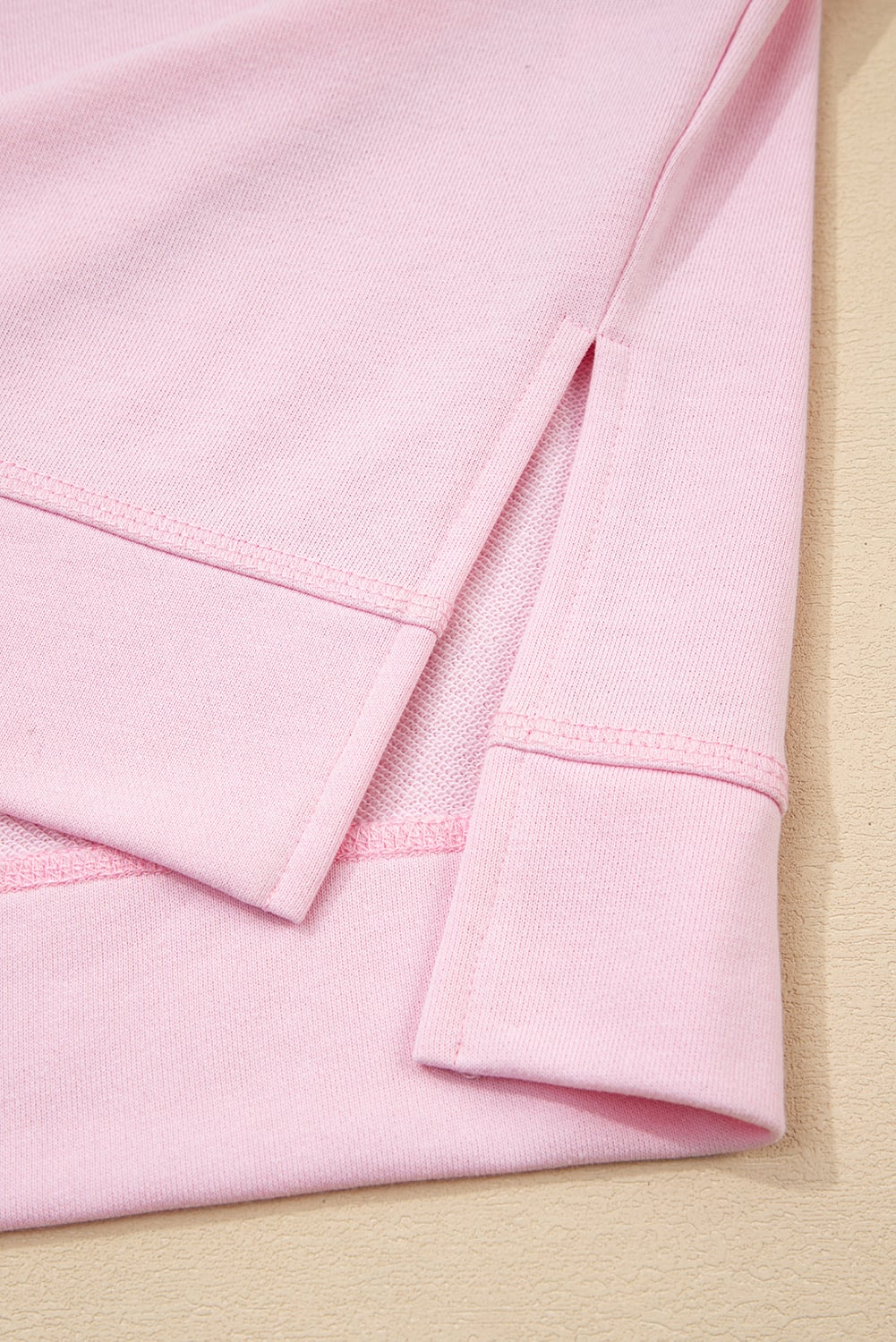 Bonbon Striped Colorblock Patchwork Raglan Pullover Top with Slits