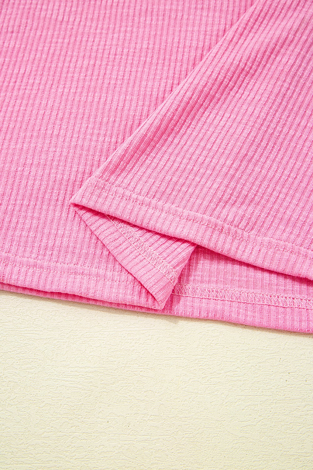 Bonbon Striped Ruffle Flutter Sleeve Ribbed Blouse