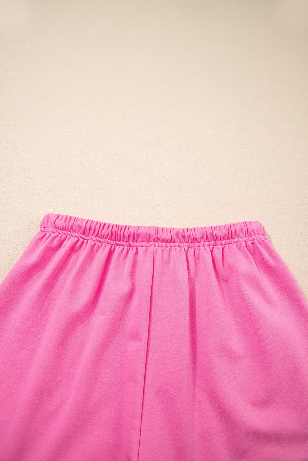Bonbon V Neck Drop Shoulder Tee and Patchwork Drawstring Elastic Waistband Shorts Set