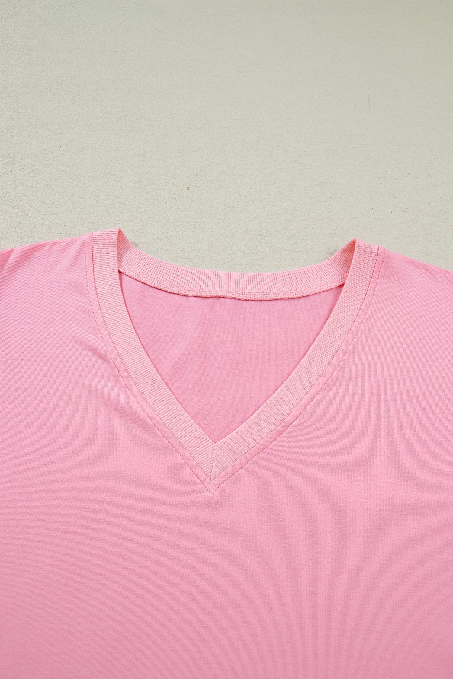 Bonbon V Neck Pleated Short Puff Sleeve Plus Size Blouse