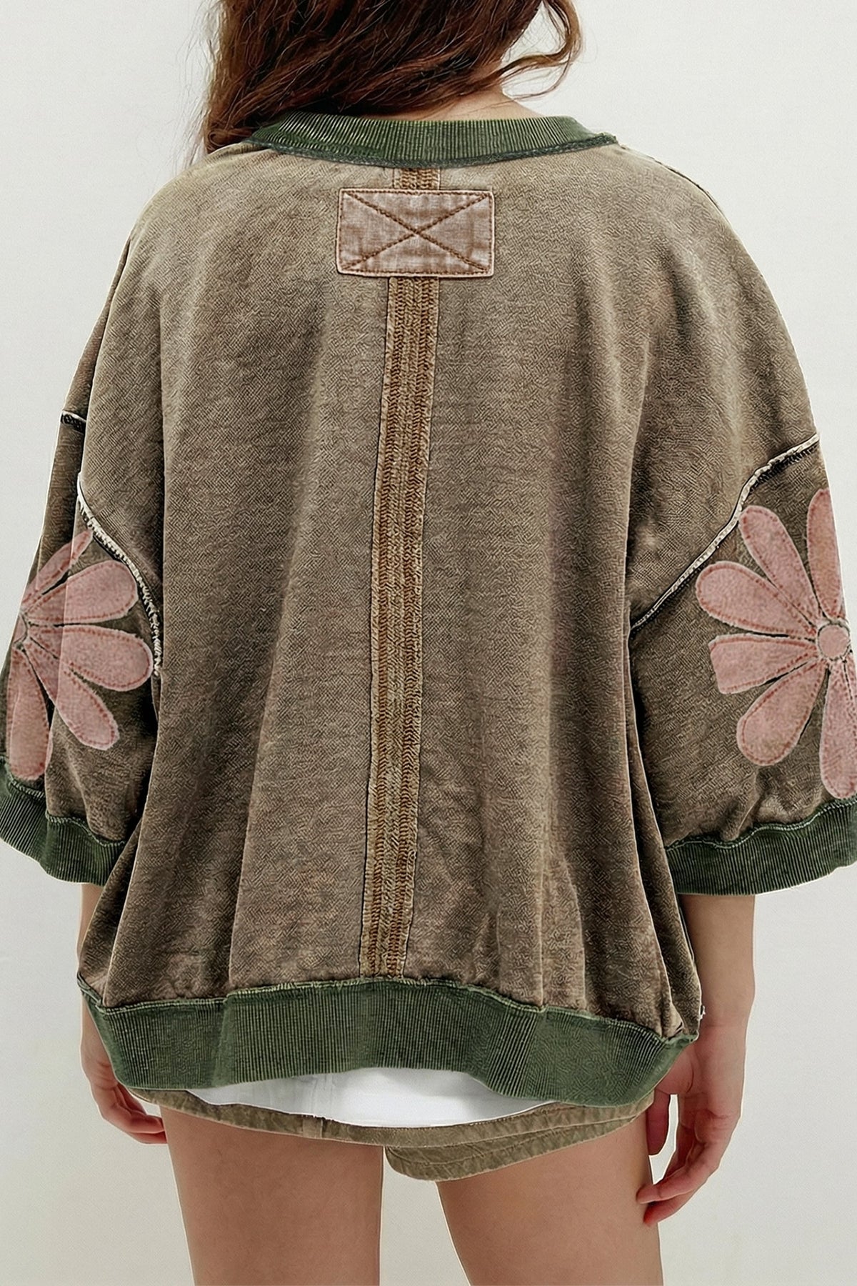 Breen Mallard Print Three Quarter Sleeve Customized Top