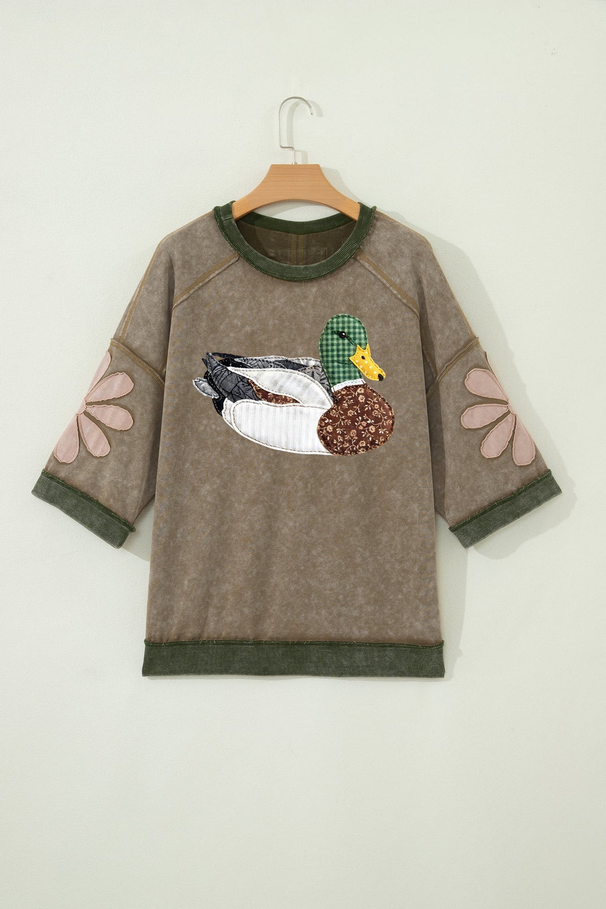 Breen Mallard Print Three Quarter Sleeve Customized Top
