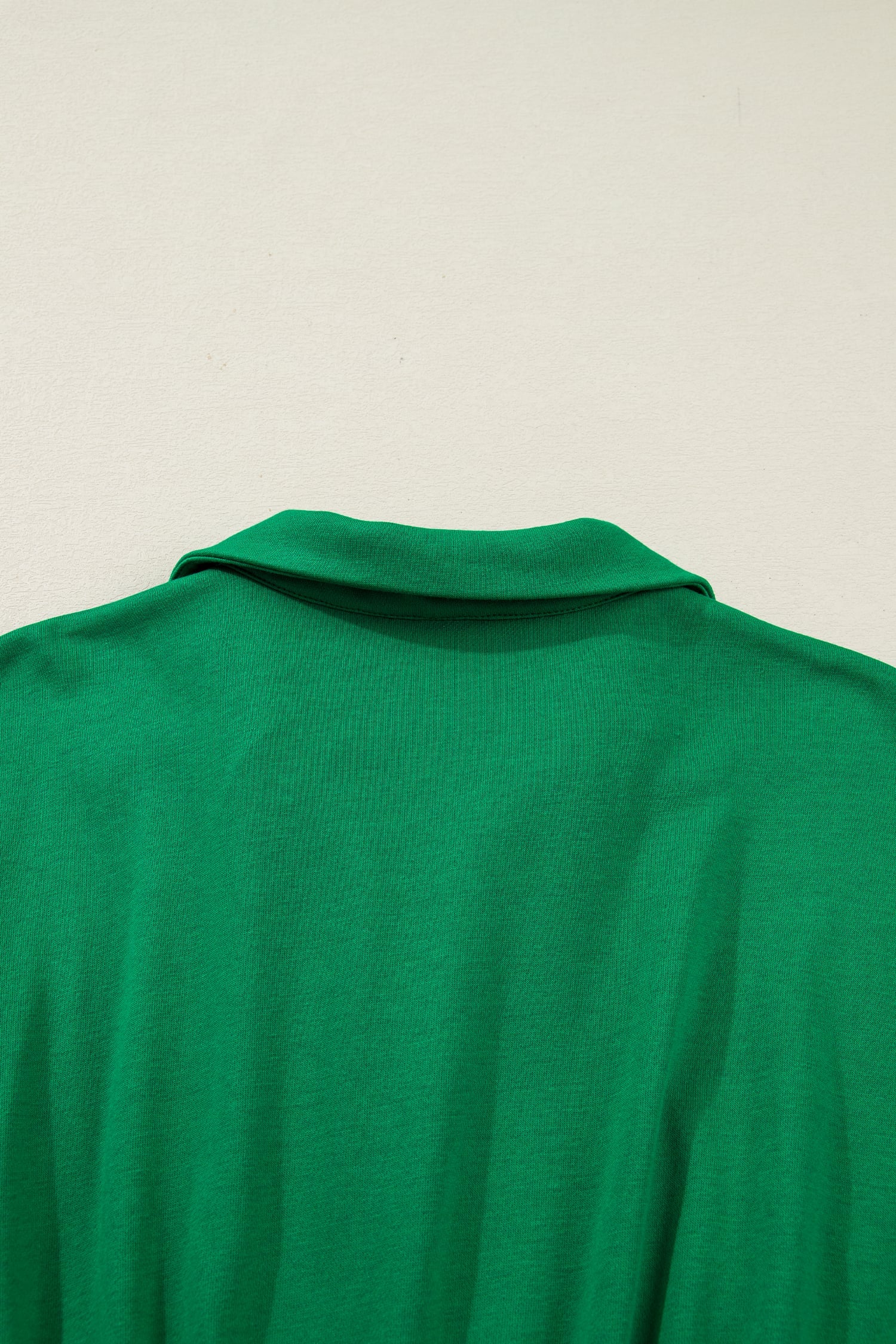 Bright Green Contrast Patchwork Half Zip Elastic Waist Short Sleeve Mini Dress