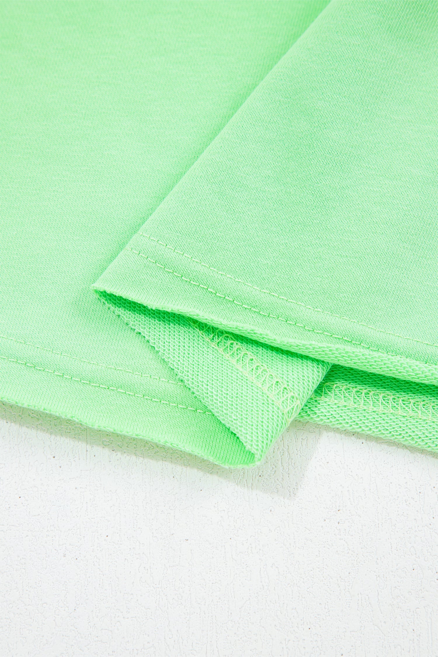 Bright Green Crab Embroidered Patch Loose Round Neck Tee