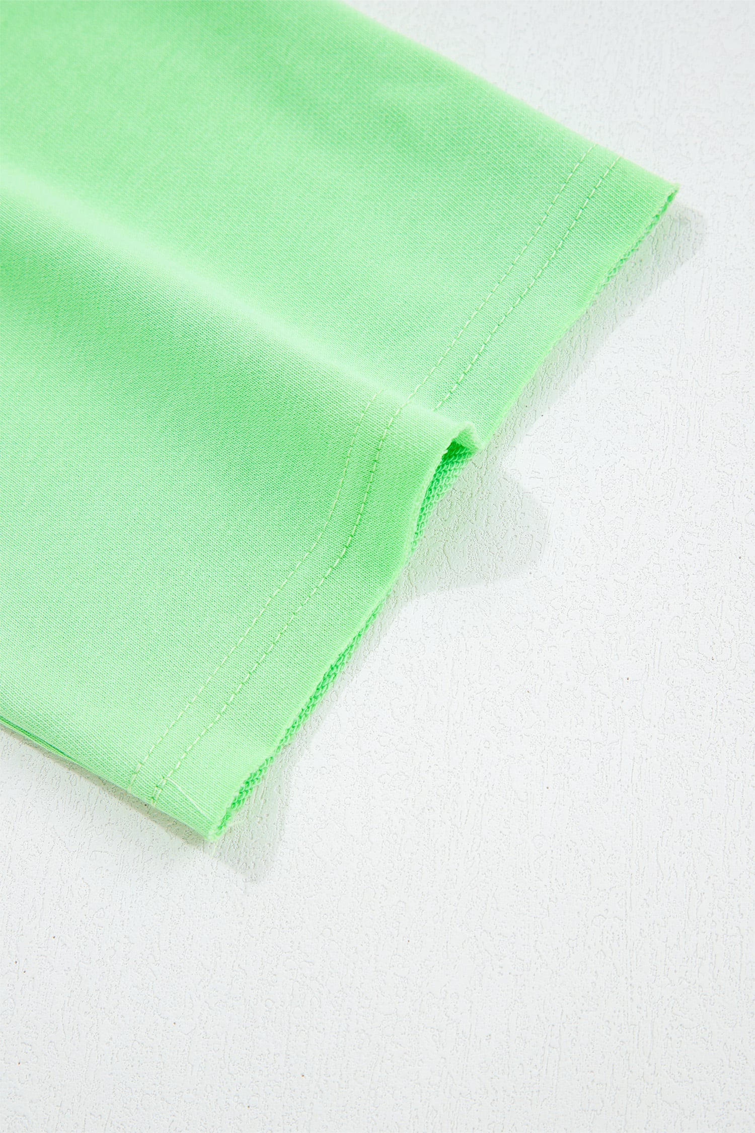 Bright Green Crab Embroidered Patch Loose Round Neck Tee