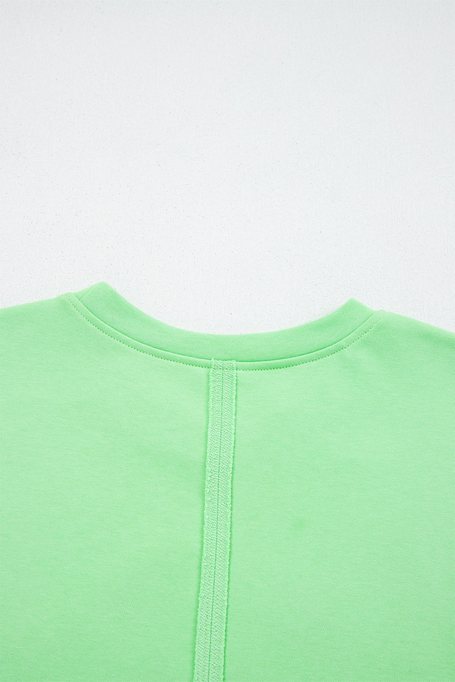 Bright Green Crab Embroidered Patch Loose Round Neck Tee