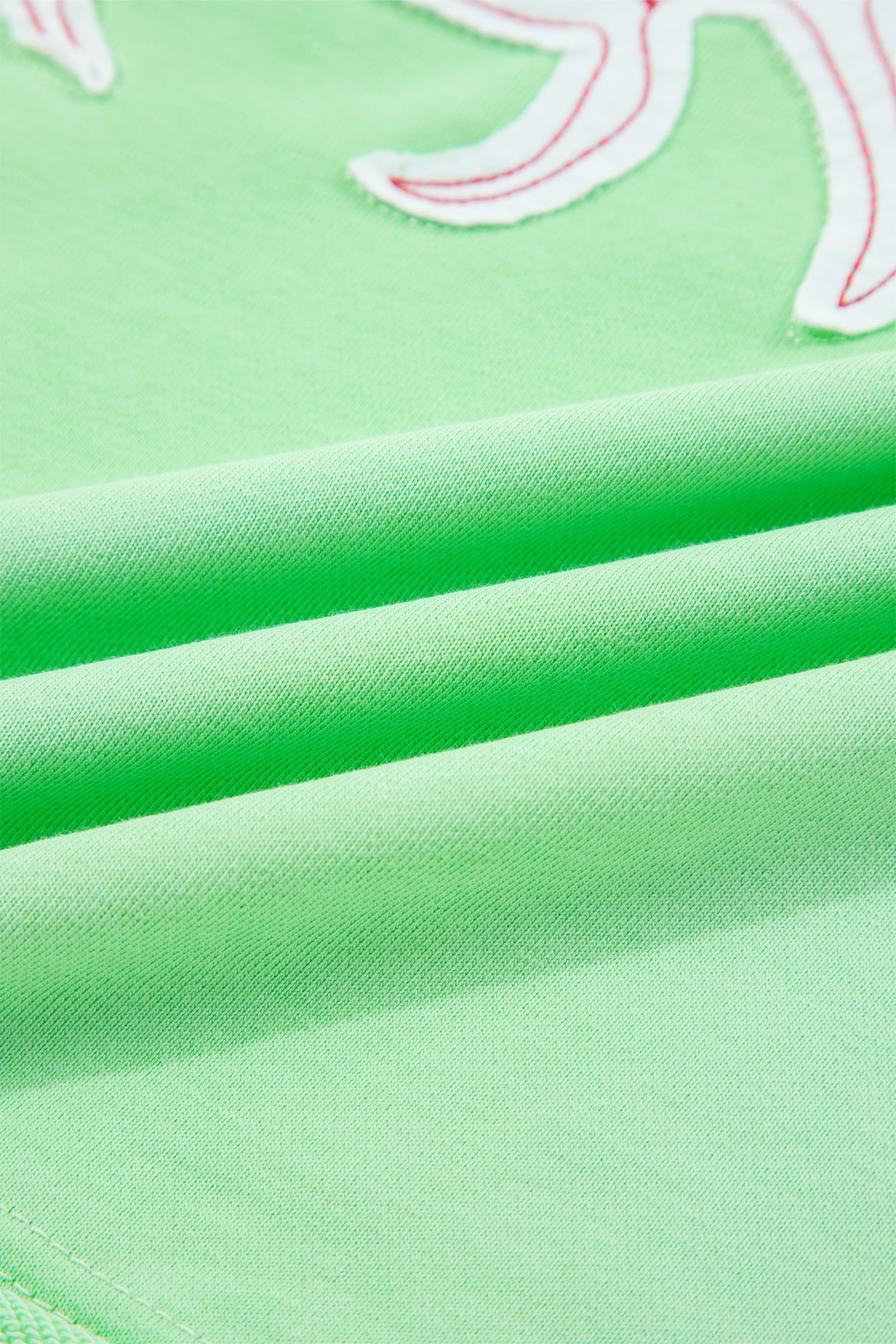 Bright Green Crab Embroidered Patch Loose Round Neck Tee