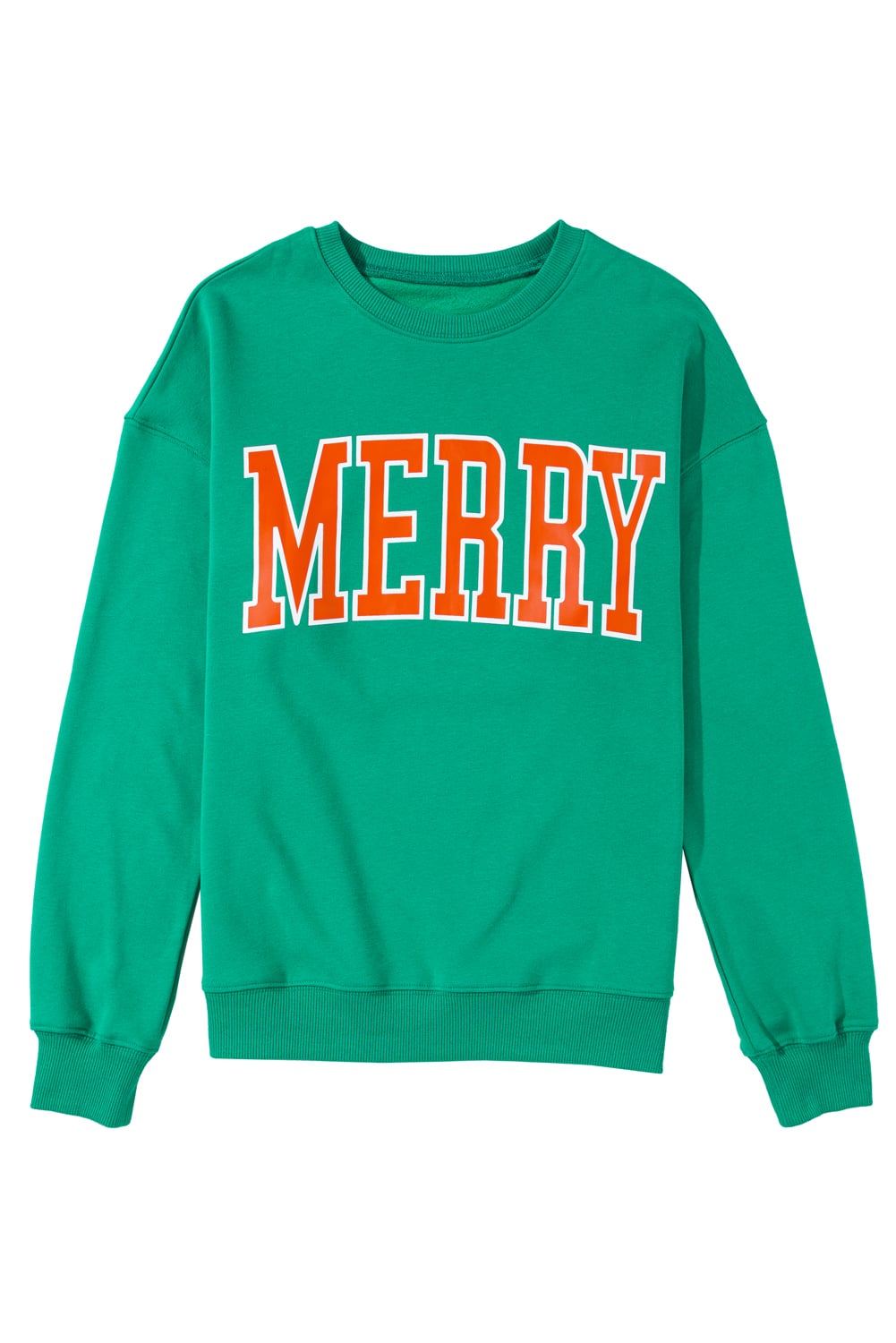 Bright Green MERRY Graphic Pullover Sweatshirt