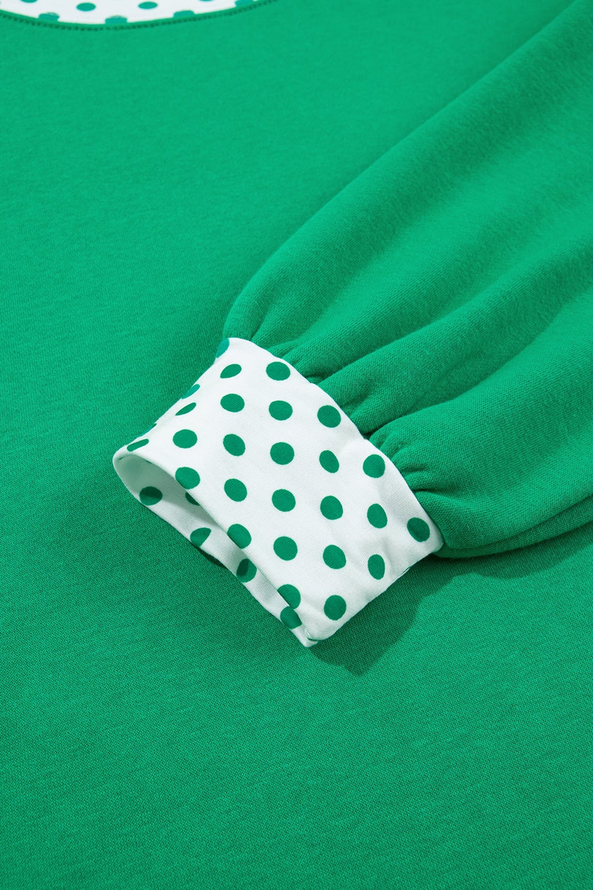 Bright Green Polka Dot Trim Baggy Pullover 2pcs Short Set