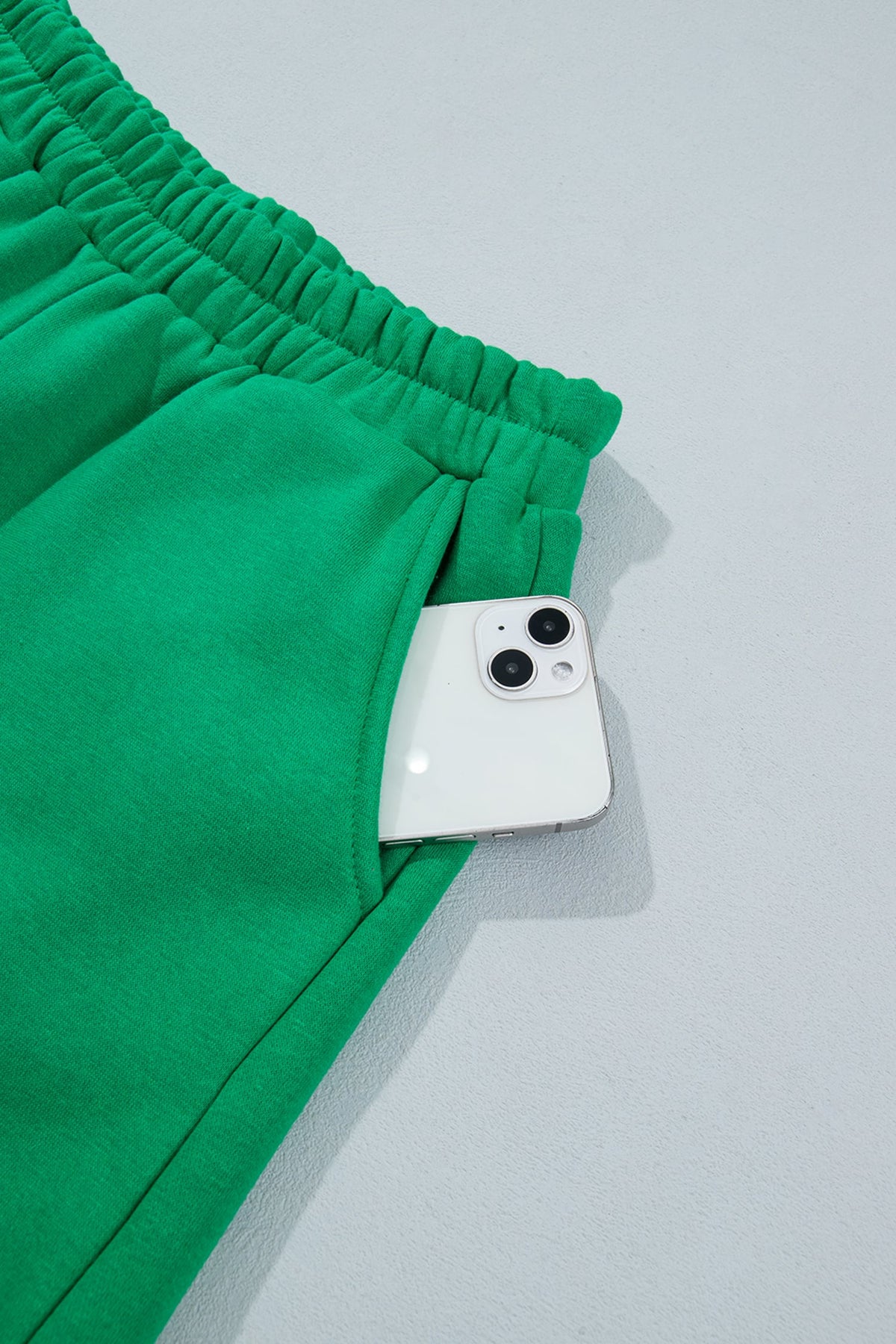 Bright Green Polka Dot Trim Baggy Pullover 2pcs Short Set