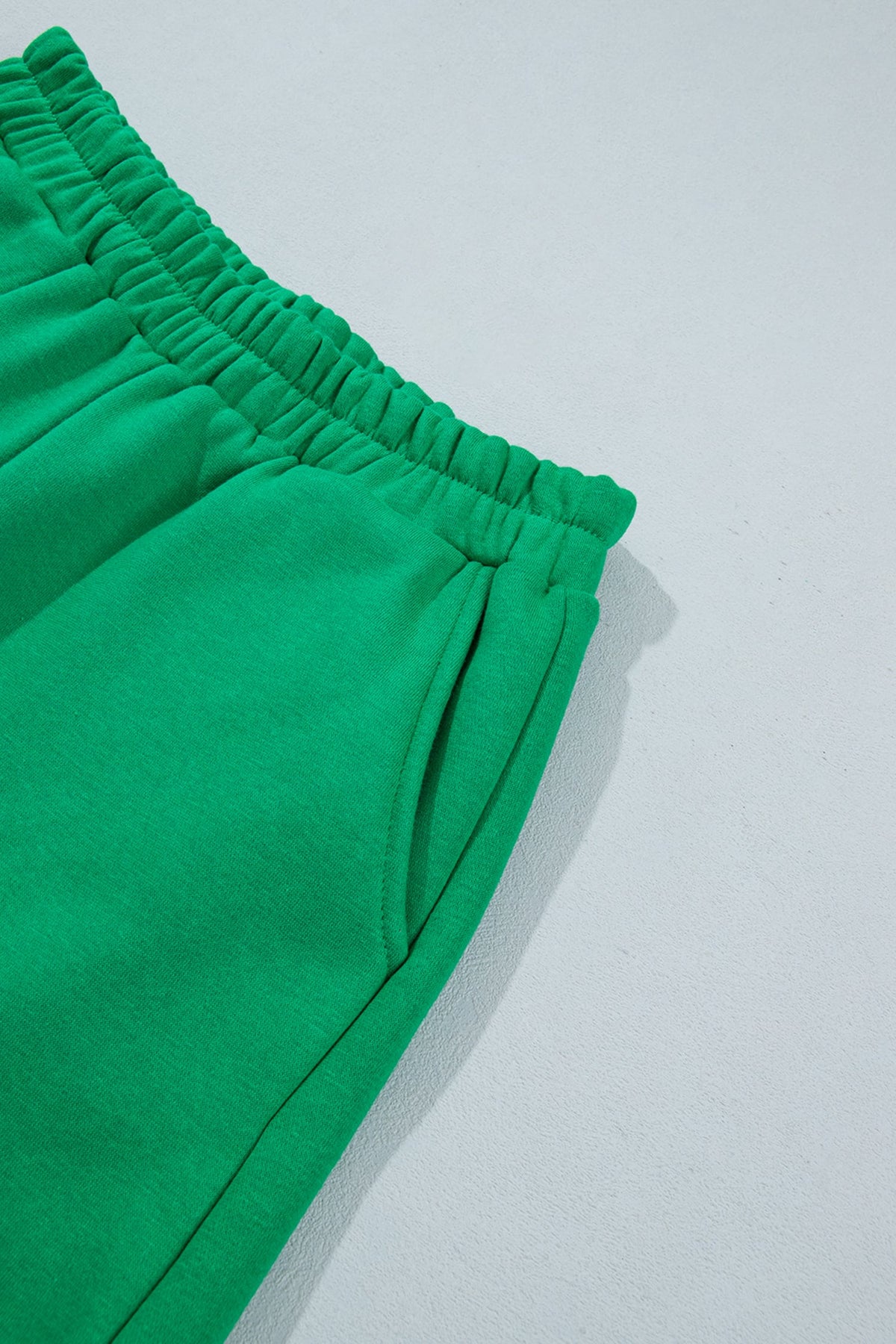 Bright Green Polka Dot Trim Baggy Pullover 2pcs Short Set