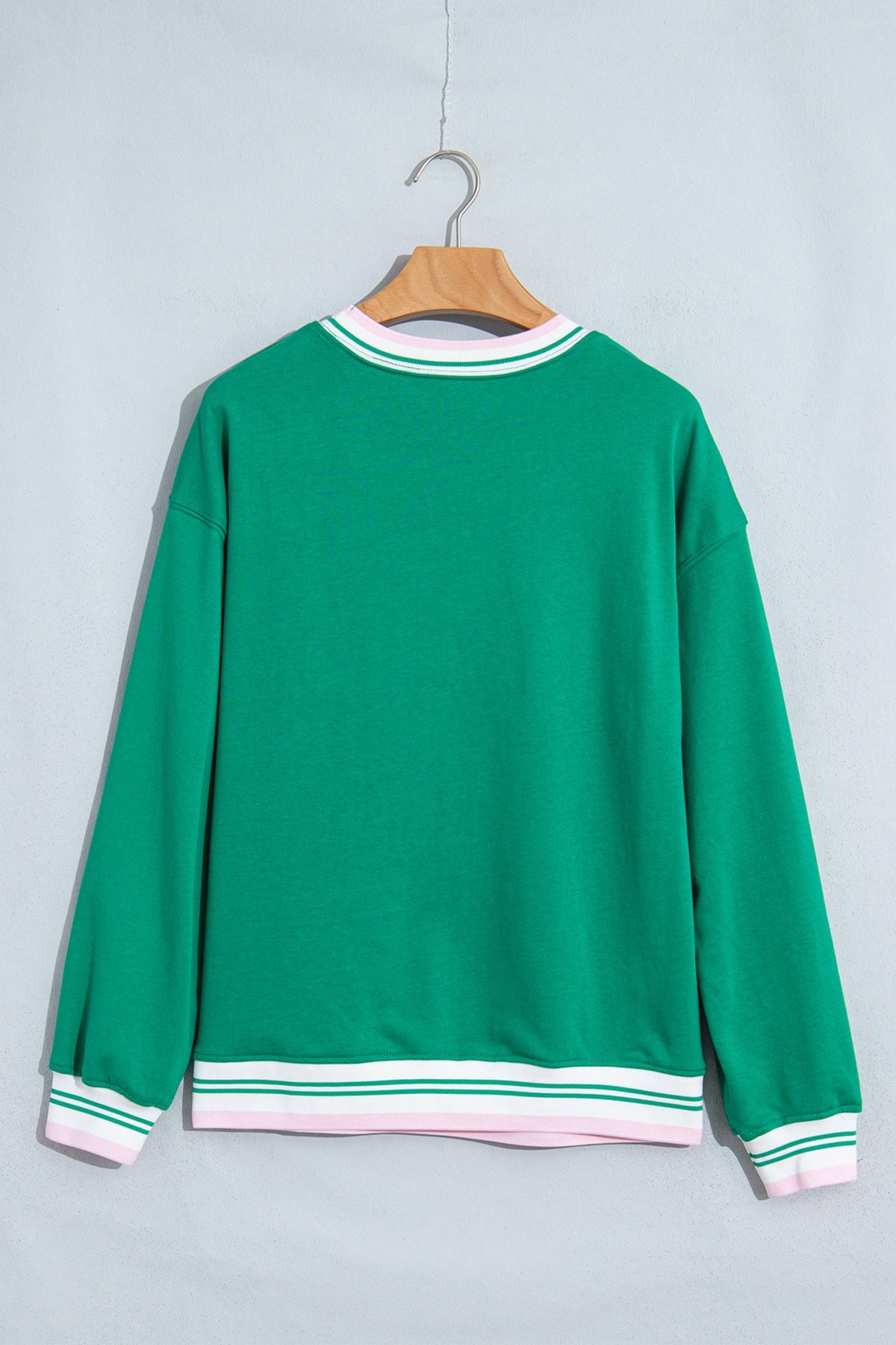 Bright Green Sequin Nutcracker Striped Trim Christmas Sweatshirt