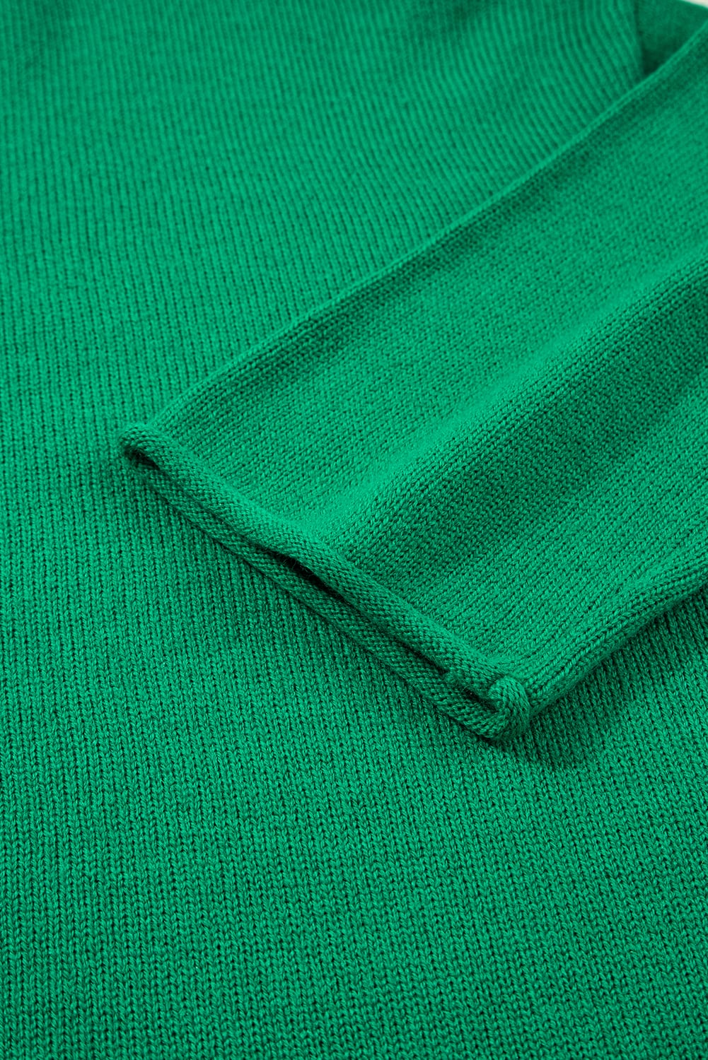 Bright Green Solid Color Knit Button Drop Shoulder Sweater Cardigan