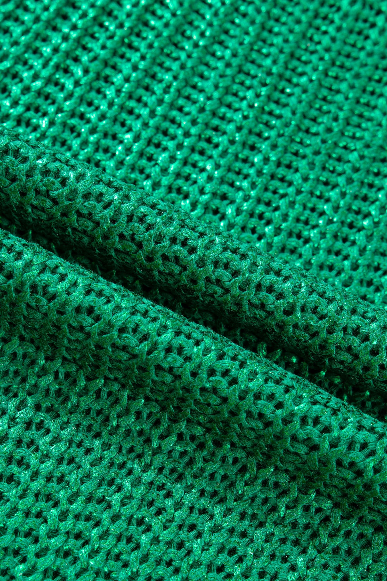 Bright Green Solid Color Knit High Neck Short Sleeve Sweater