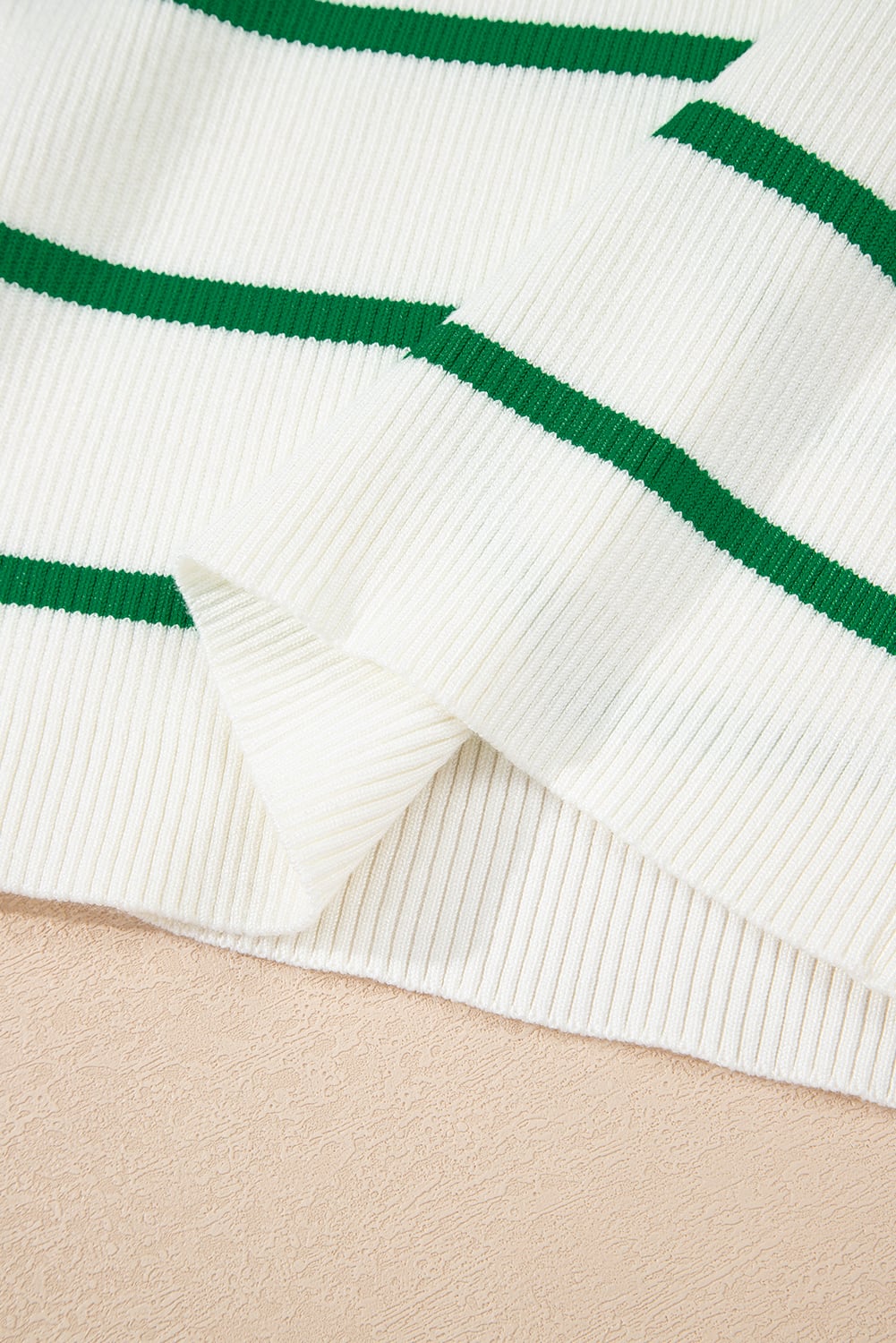 Bright Green Striped Scalloped Edge U Neck Sleeveless Sweater Vest