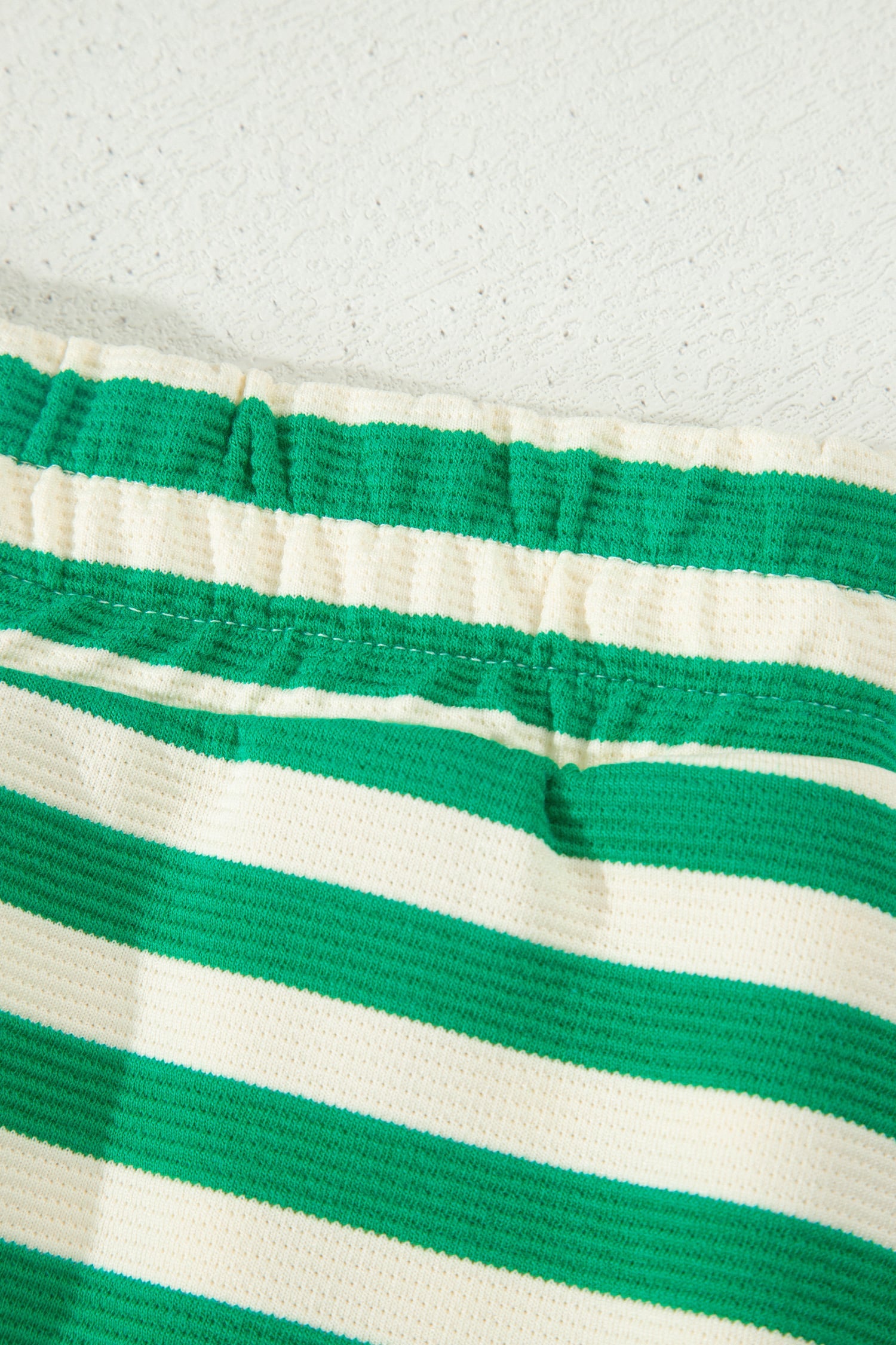 Bright Green Textured Stripe Print Contrast Trim Zip Collar Sleeveless 2pcs Skort Set