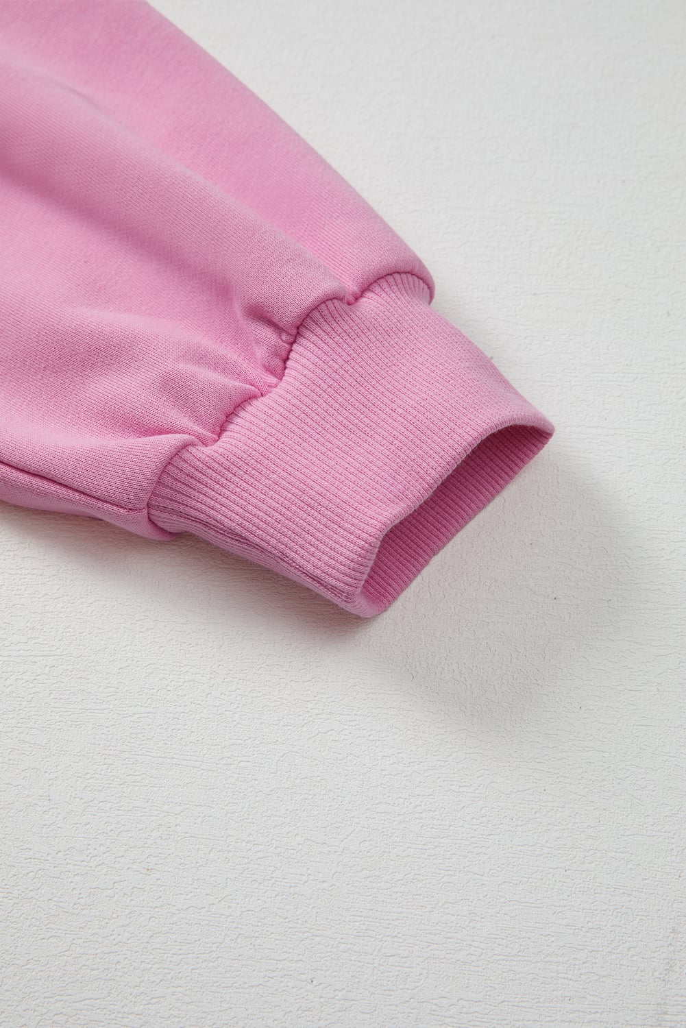 Bright Pink Lace Patched Raglan Sleeve Loose Fit Sweatshirt