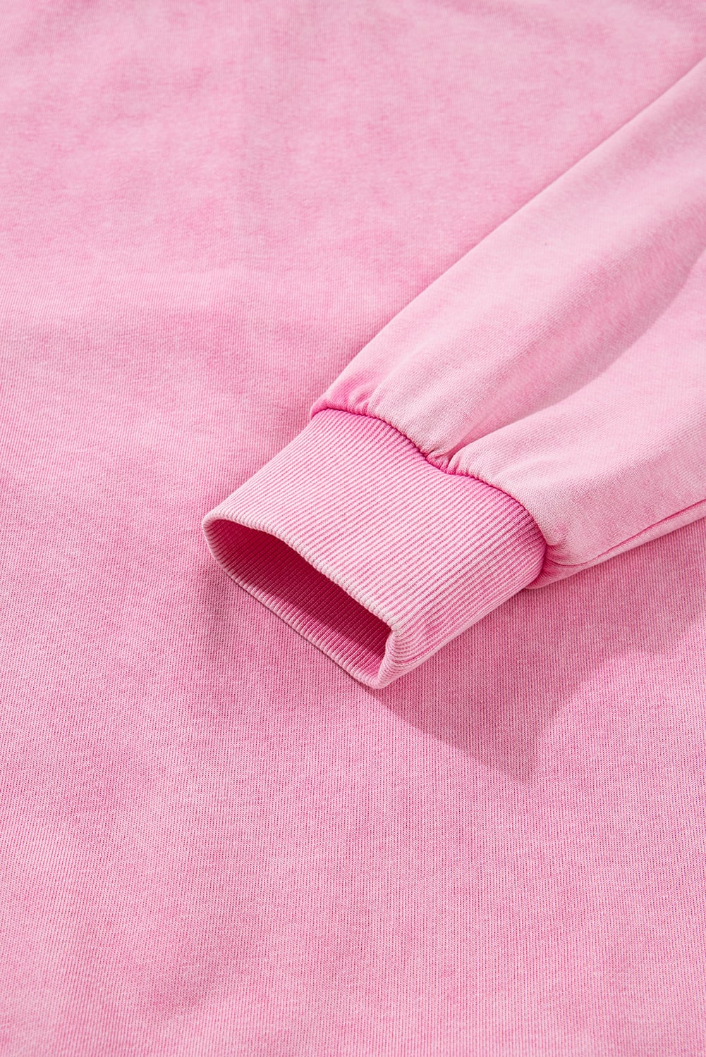 Bright Pink Mineral Wash Crossed Crew Neck Drop Shoulder Loose Sweatshirt