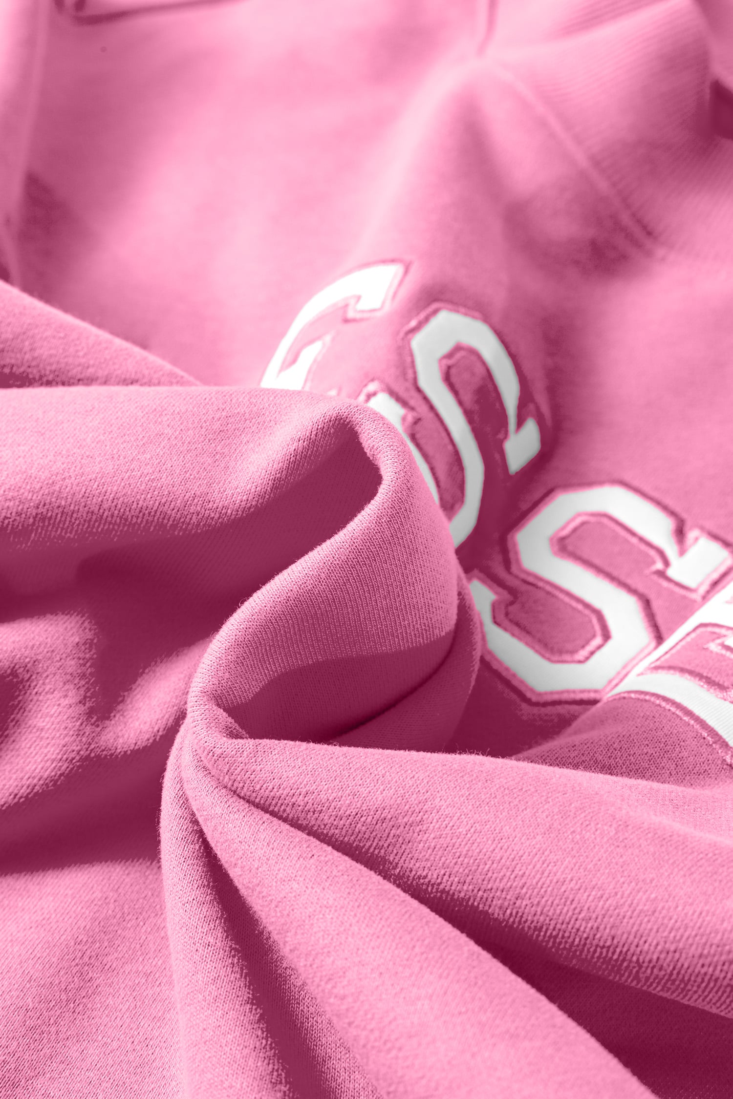 Bright Pink Oversize Blessed Embroidered Mock Neck Sweatshirt