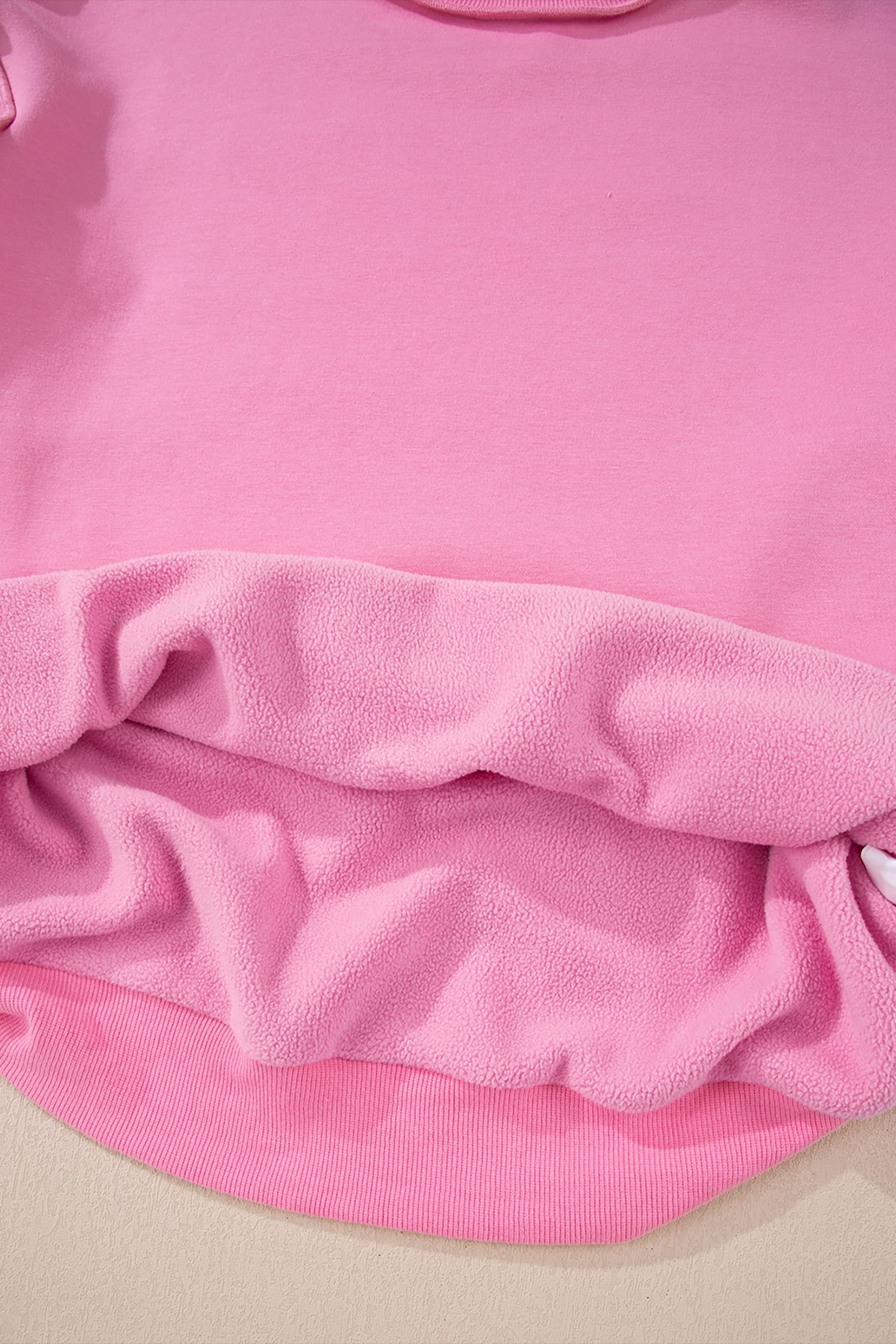 Bright Pink Oversize Drop Shoulder Reversible Mock Neck Sweatshirt