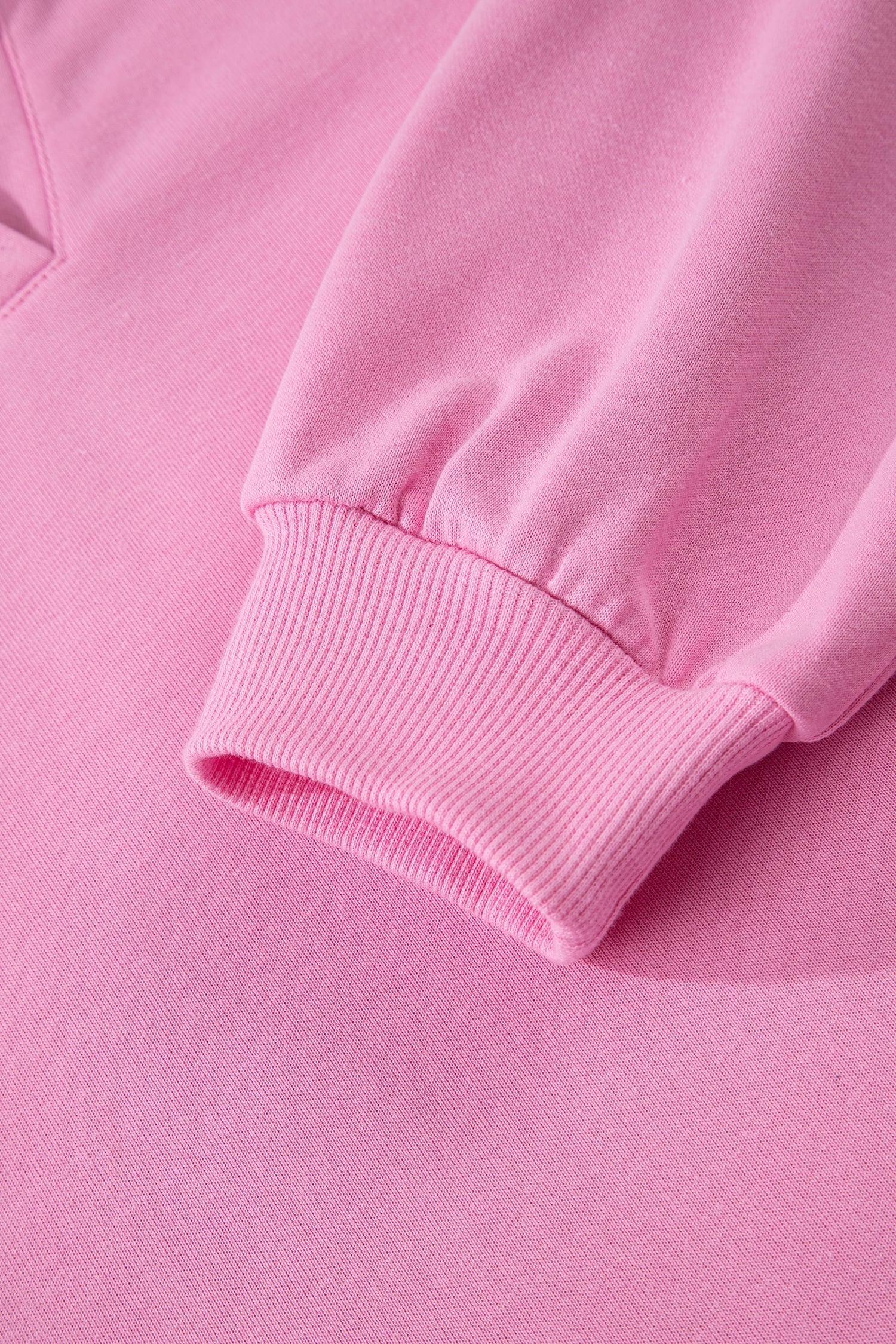 Bright Pink Polo Collar V Neck Pullover and Drawstring Sweatpants Set