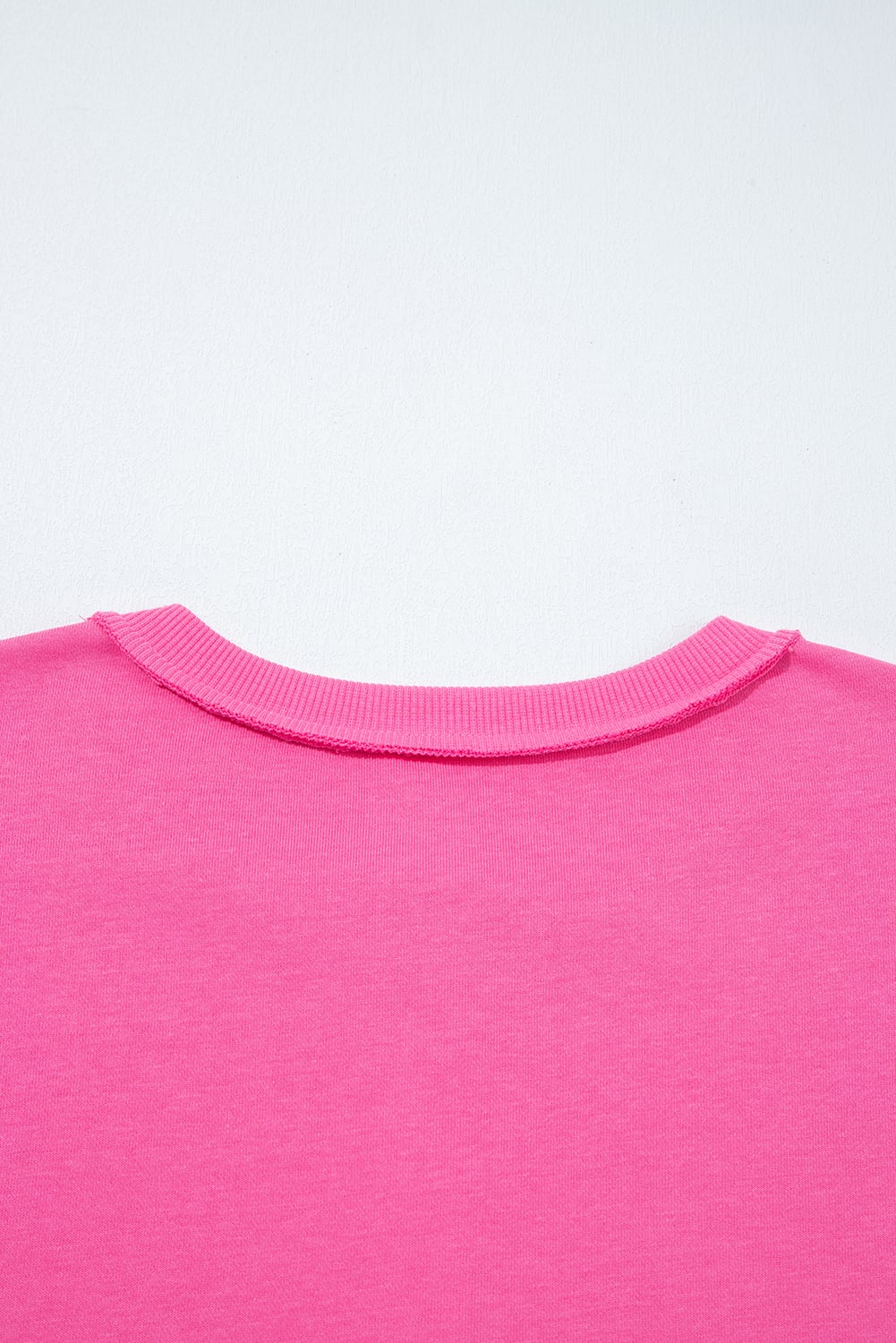 Bright Pink Raw Edge Half Buttons Pullover and Jogger Pants Set