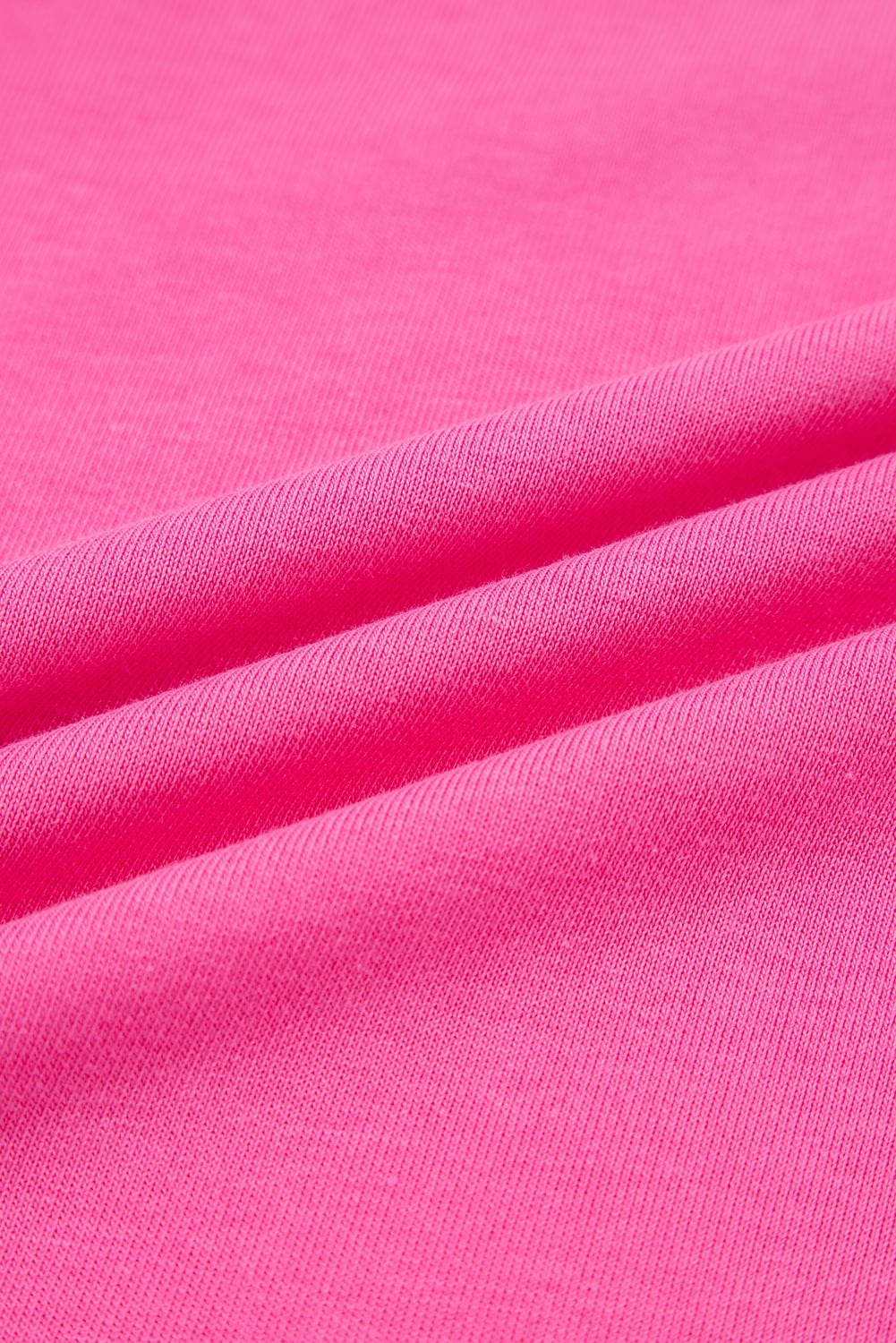 Bright Pink Raw Edge Half Buttons Pullover and Jogger Pants Set