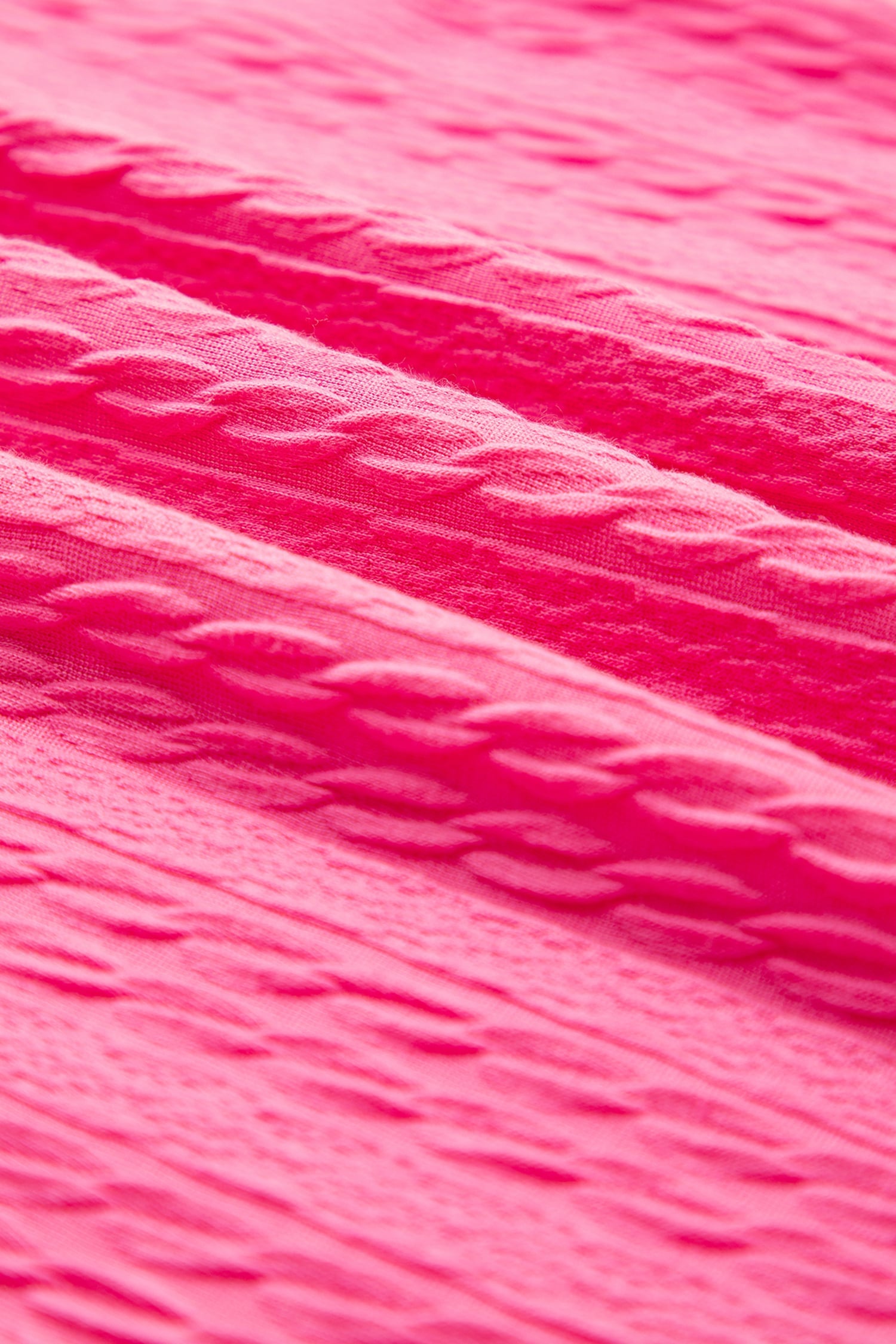 Bright Pink Textured Color Block Trim Loose Tee Drawstring Shorts 2pcs Set