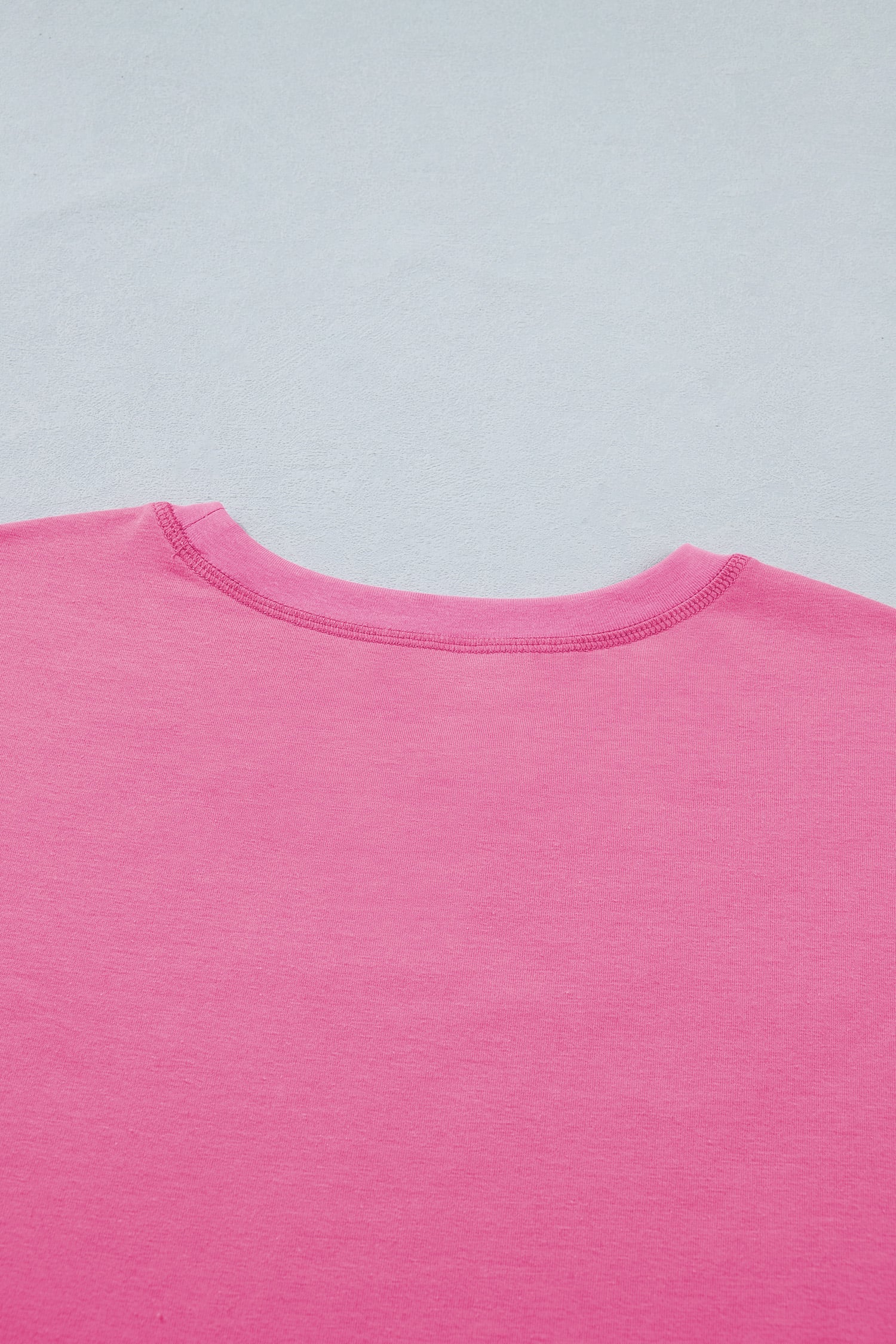 Bright Pink Seam Detail Raw Edge Tee Rainbow Waistband Casual Short Set