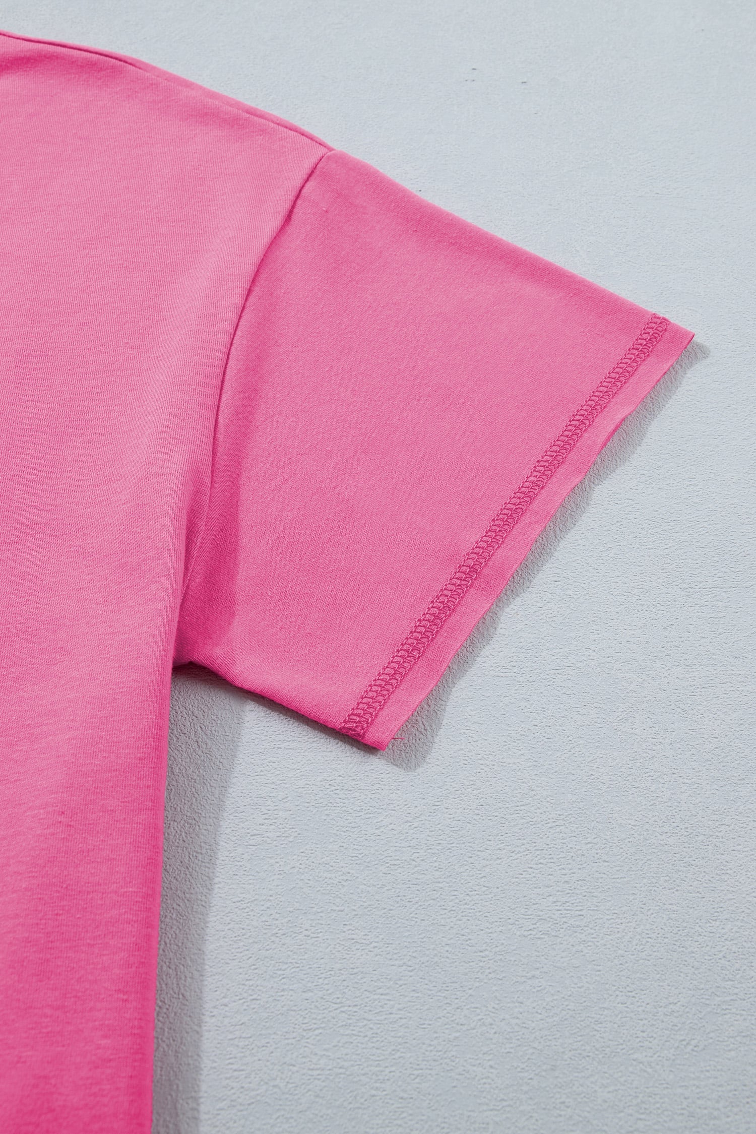 Bright Pink Seam Detail Raw Edge Tee Rainbow Waistband Casual Short Set