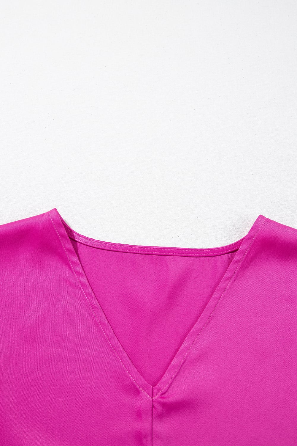 Bright Pink Silky V Neck Dolman Blouse