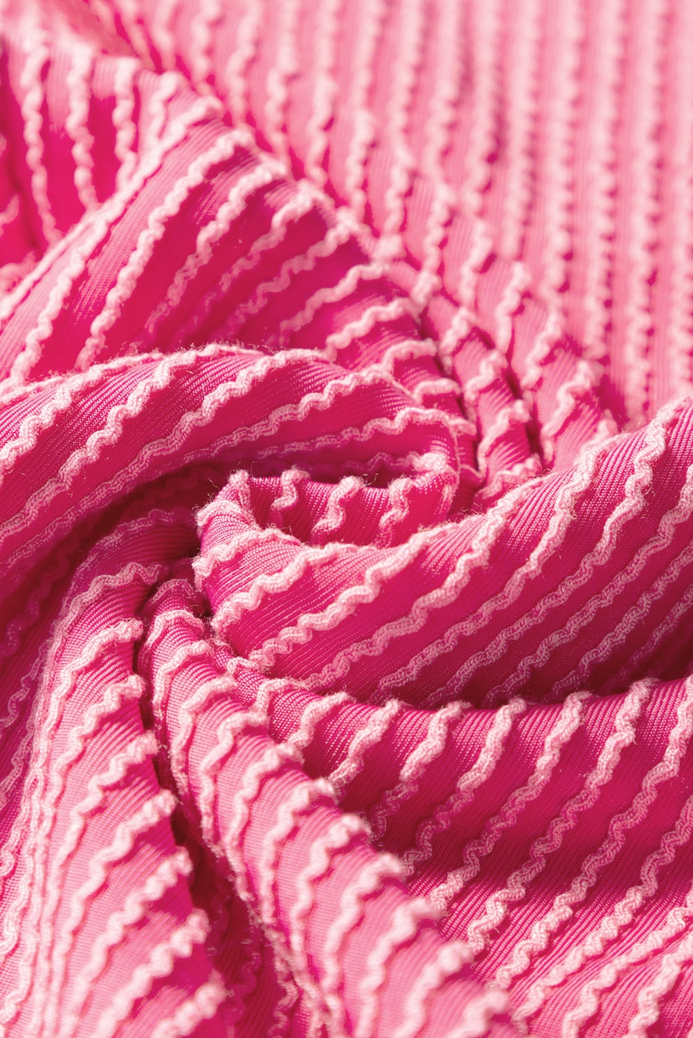 Bright Pink Solid Corded Knit Short Sleeve T Shirt and Wide Leg Pants Set