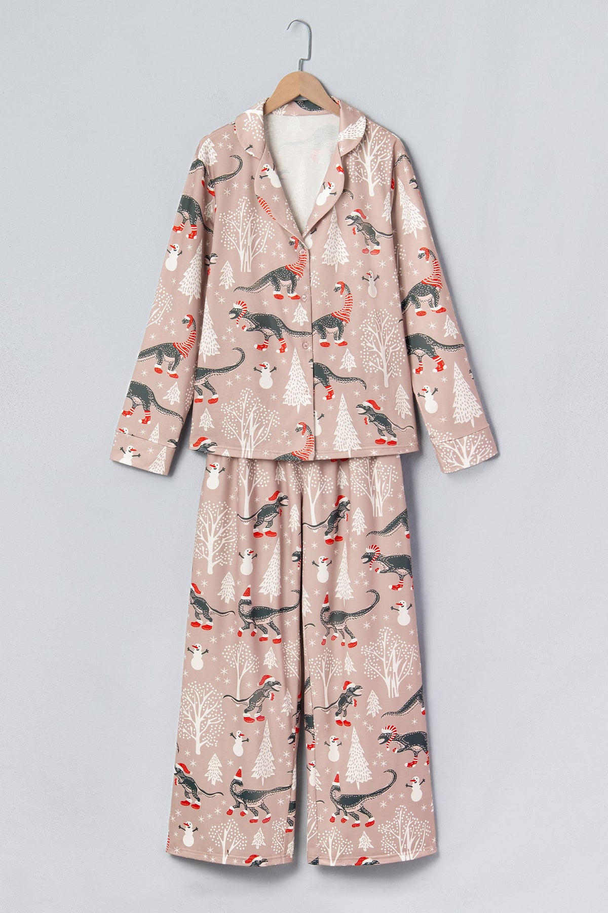 Brown Abstract Print Long Sleeve Two Piece Lounge Set