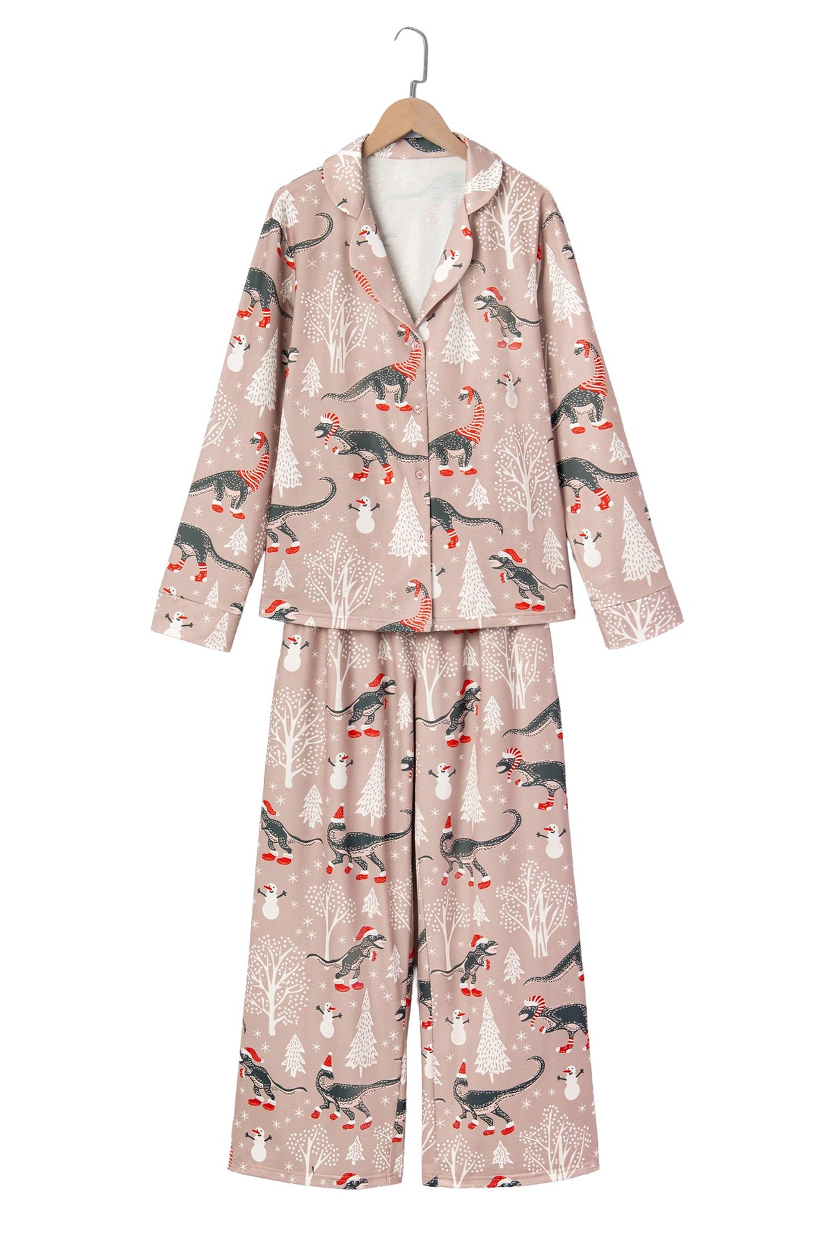 Brown Abstract Print Long Sleeve Two Piece Lounge Set