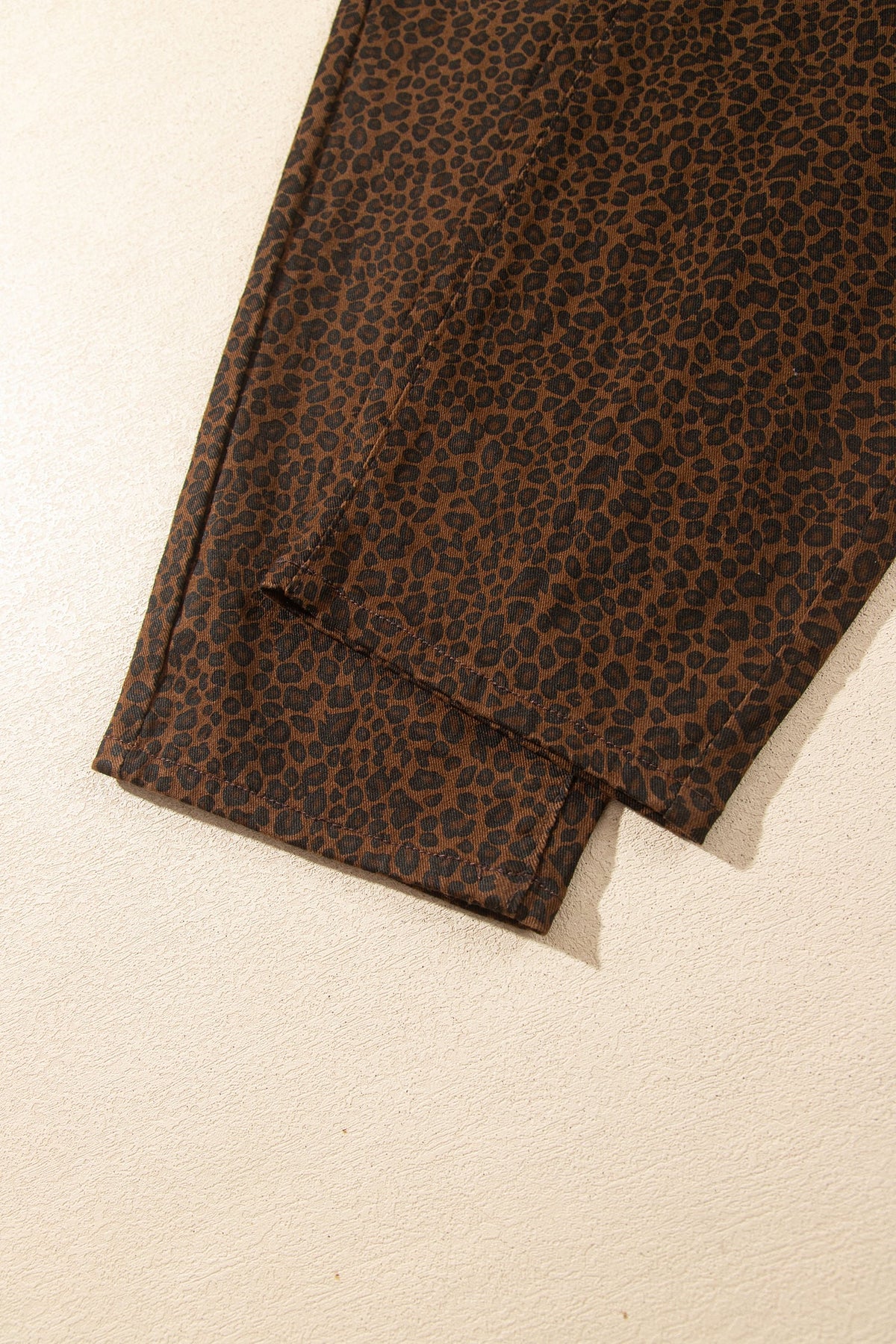 Brown Casual Leopard Print Full-Length Regular Fit Jeans