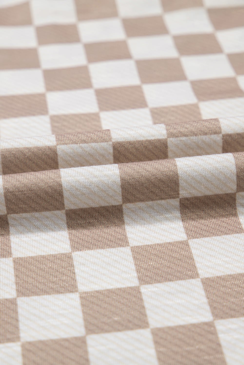 Brown Checkerboard T Shirt and High Waist Skorts 2 Piece Outfit