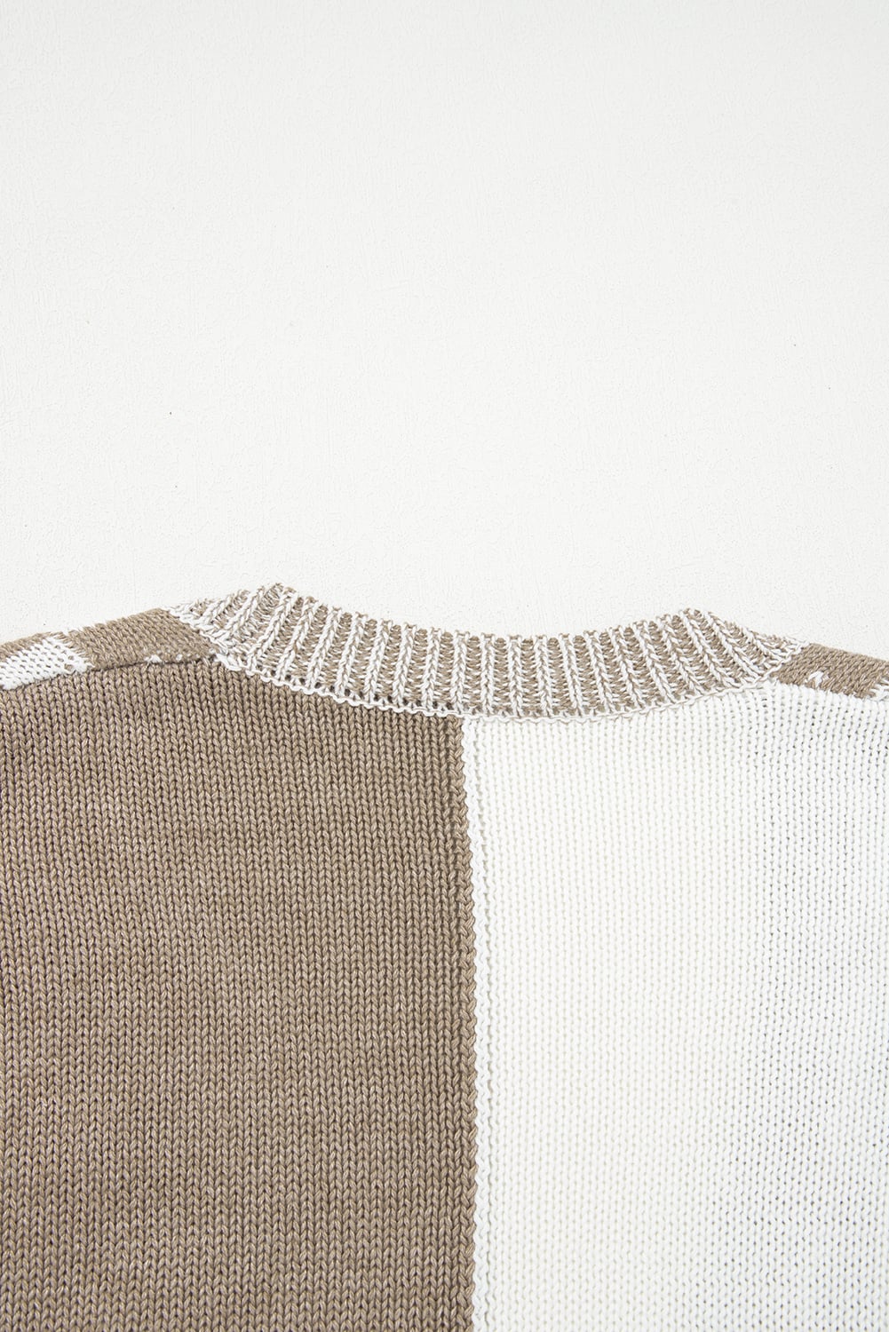 Brown Checkered Open Front Drop Shoulder Cardigan