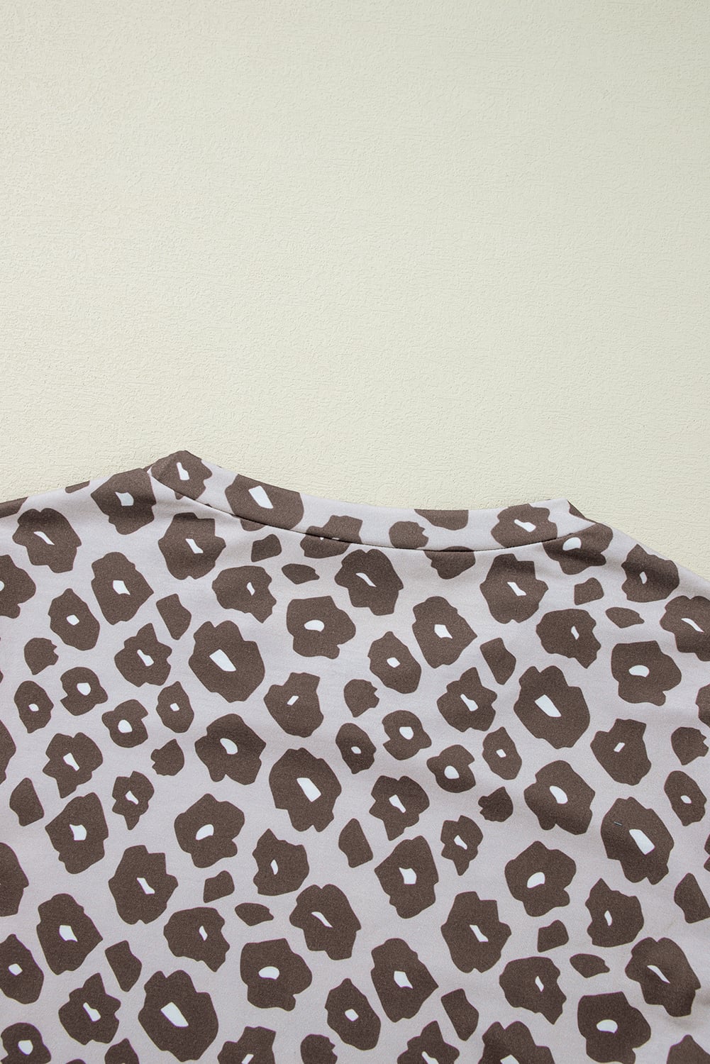 Brown Leopard Color Block Crewneck Long Sleeve Top