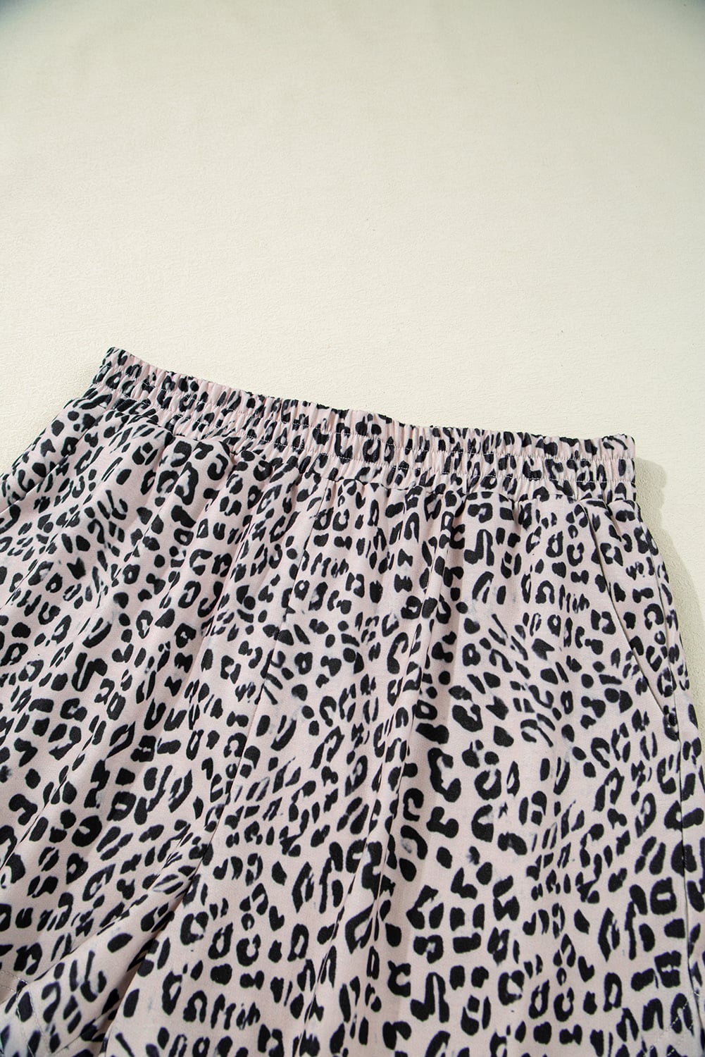 Brown Leopard Half Zipper Collared Ruffled Sleeve Top and Short Set