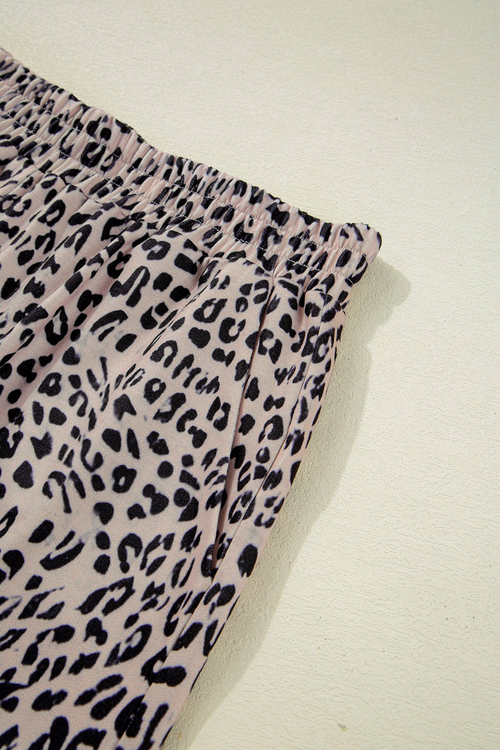 Brown Leopard Half Zipper Collared Ruffled Sleeve Top and Short Set