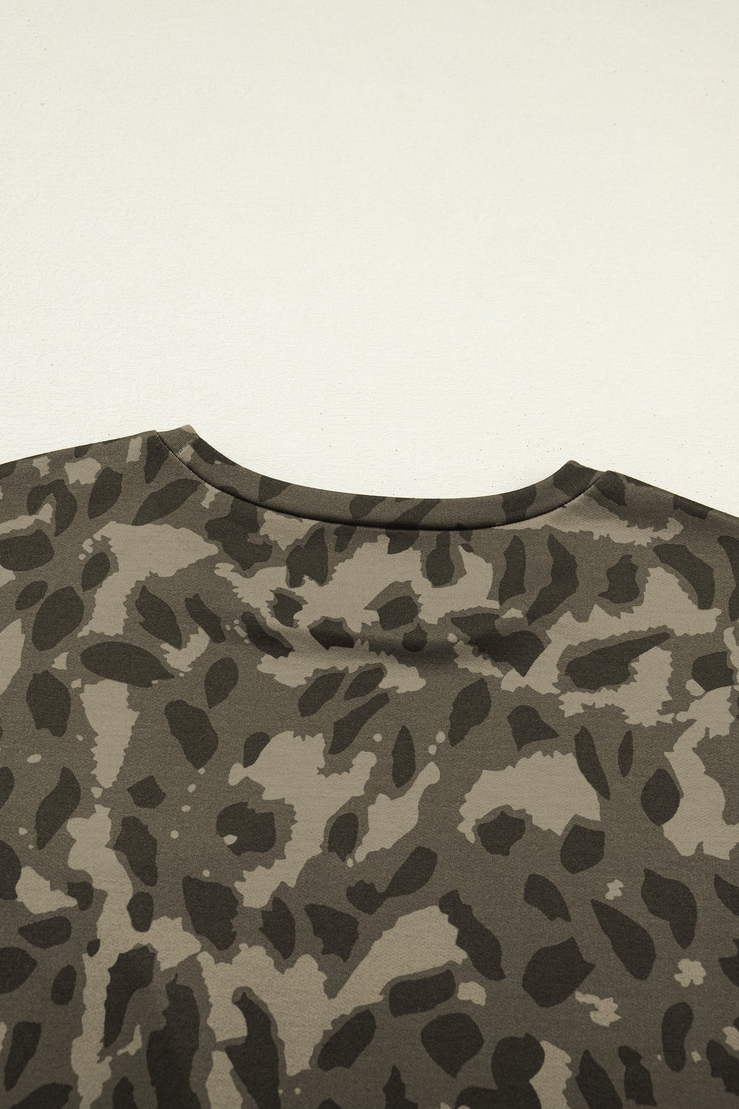 Brown Leopard Print Crew Neck Short Set