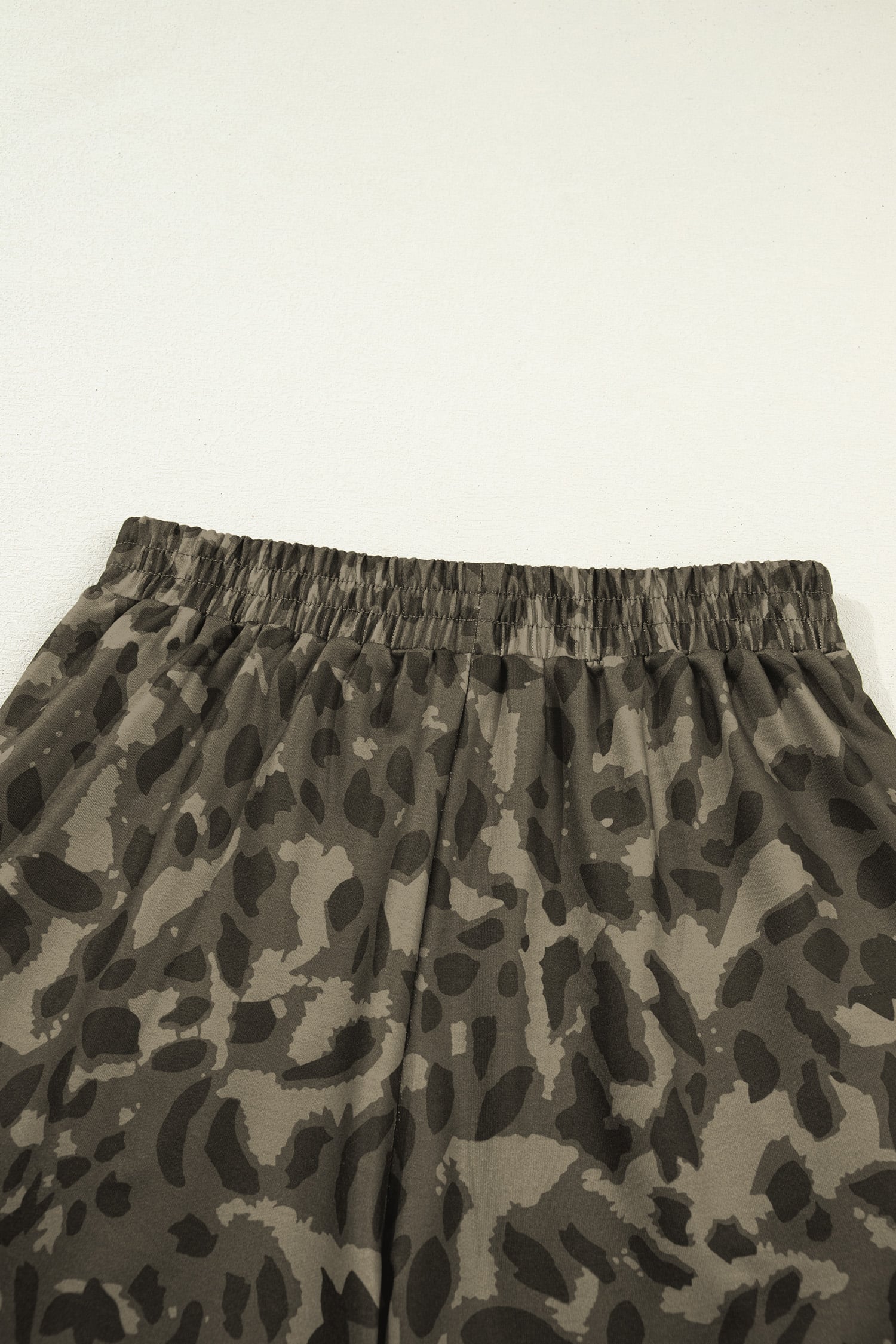 Brown Leopard Print Crew Neck Short Set