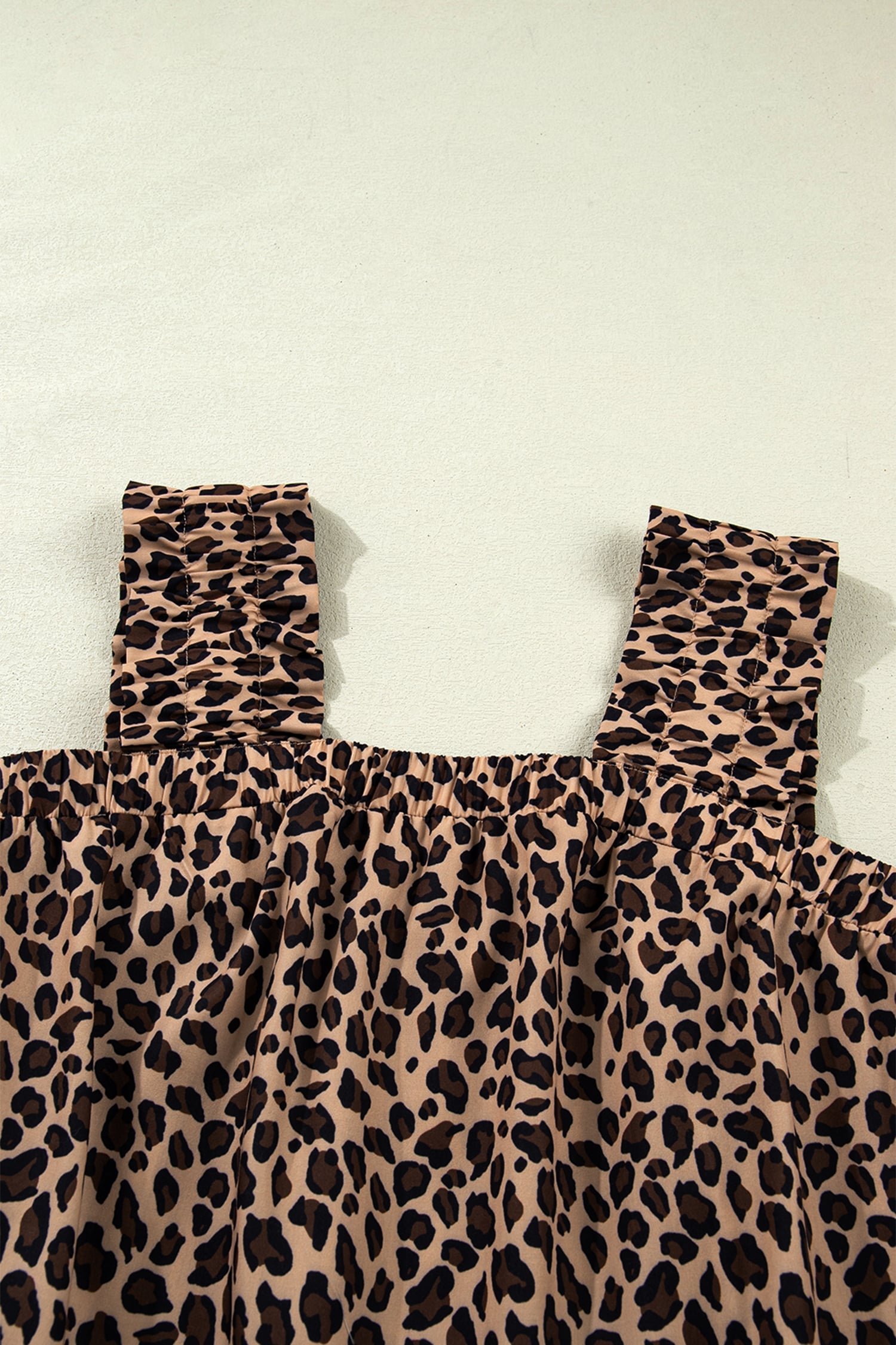 Brown Leopard Print Frilled Square Neck Tank Top