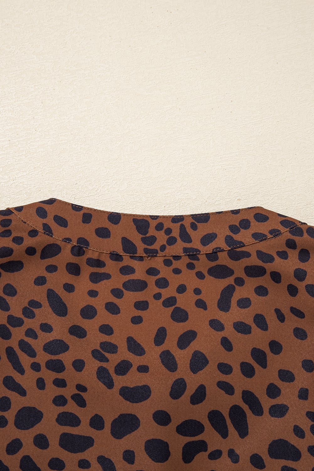 Brown Leopard Print Ruffled Puff Sleeve Blouse