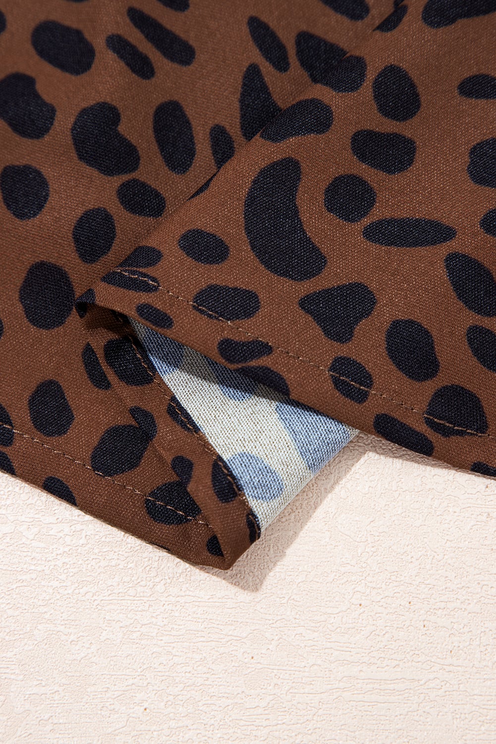 Brown Leopard Print Ruffled Puff Sleeve Blouse